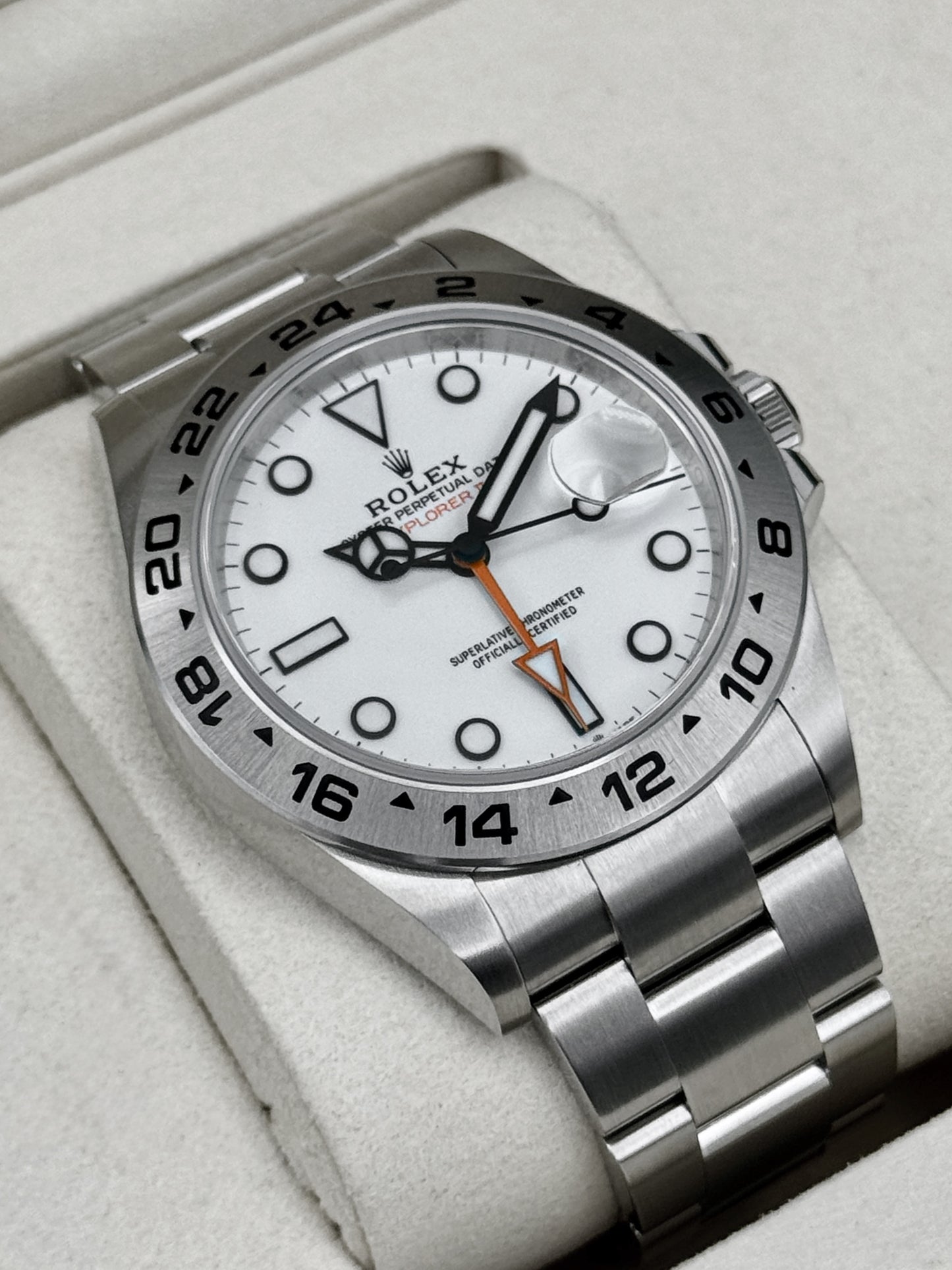 2026 Rolex Explorer II 42mm 226570 Stainless Steel Polar White Dial