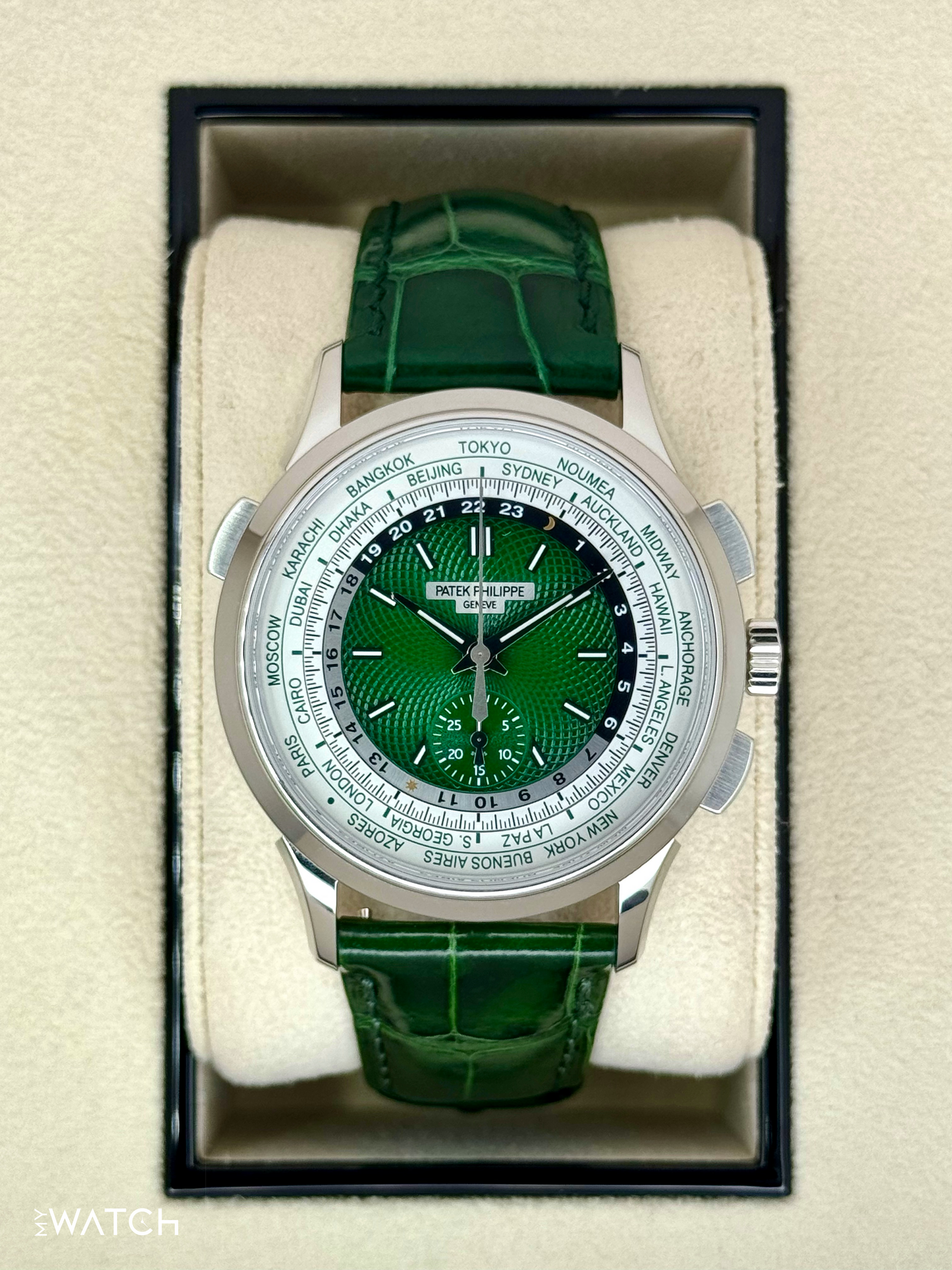 2023 Patek Philippe 5930P World Time Flyback Chronograph Platinum Gree
