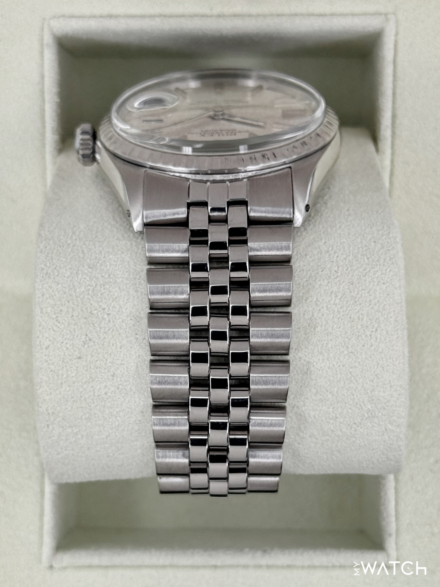 1970 Rolex Datejust 36mm 1603 Stainless Steel Jubilee Silver Linen Dial - MyWatchLLC