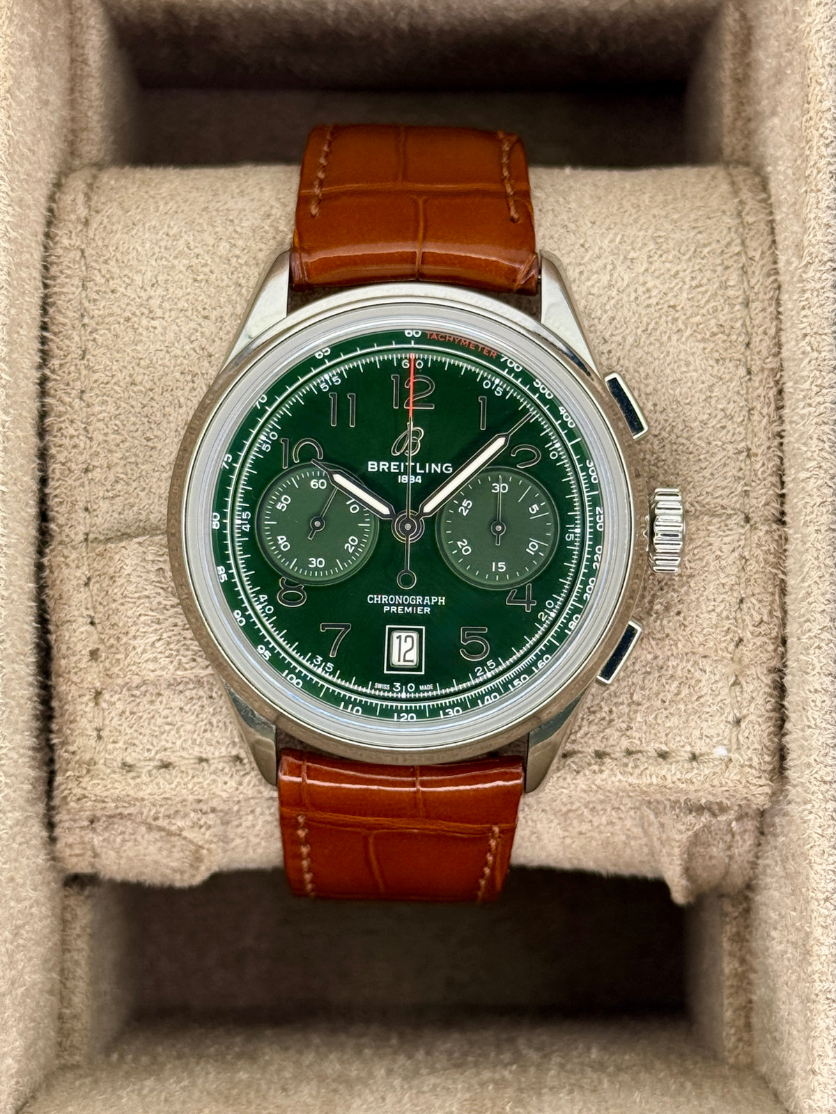 2025 Breitling Premier B01 Chronograph 42mm AB0145 Stainless Steel Green Dial
