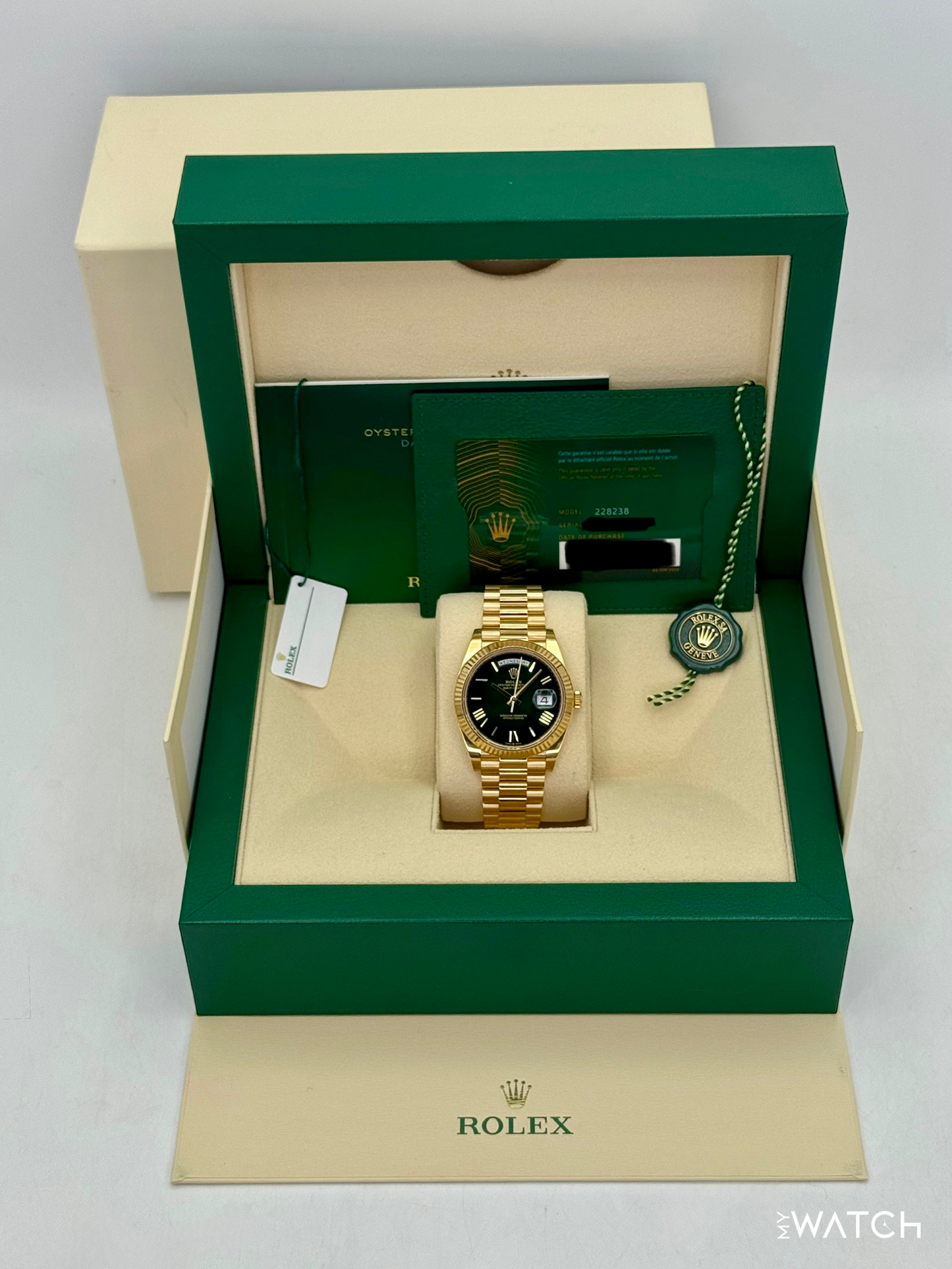 2024 Rolex Day-Date 40mm 228238 Presidential Green Ombre Dial - MyWatchLLC