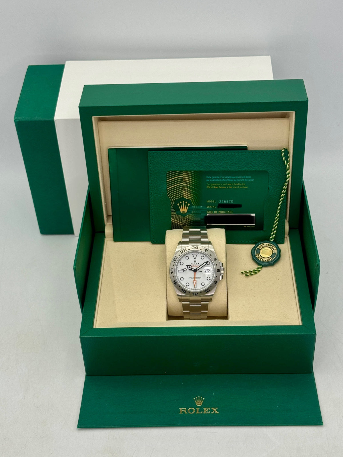 2025 Rolex Explorer II 42mm 226570 Stainless Steel Polar White Dial