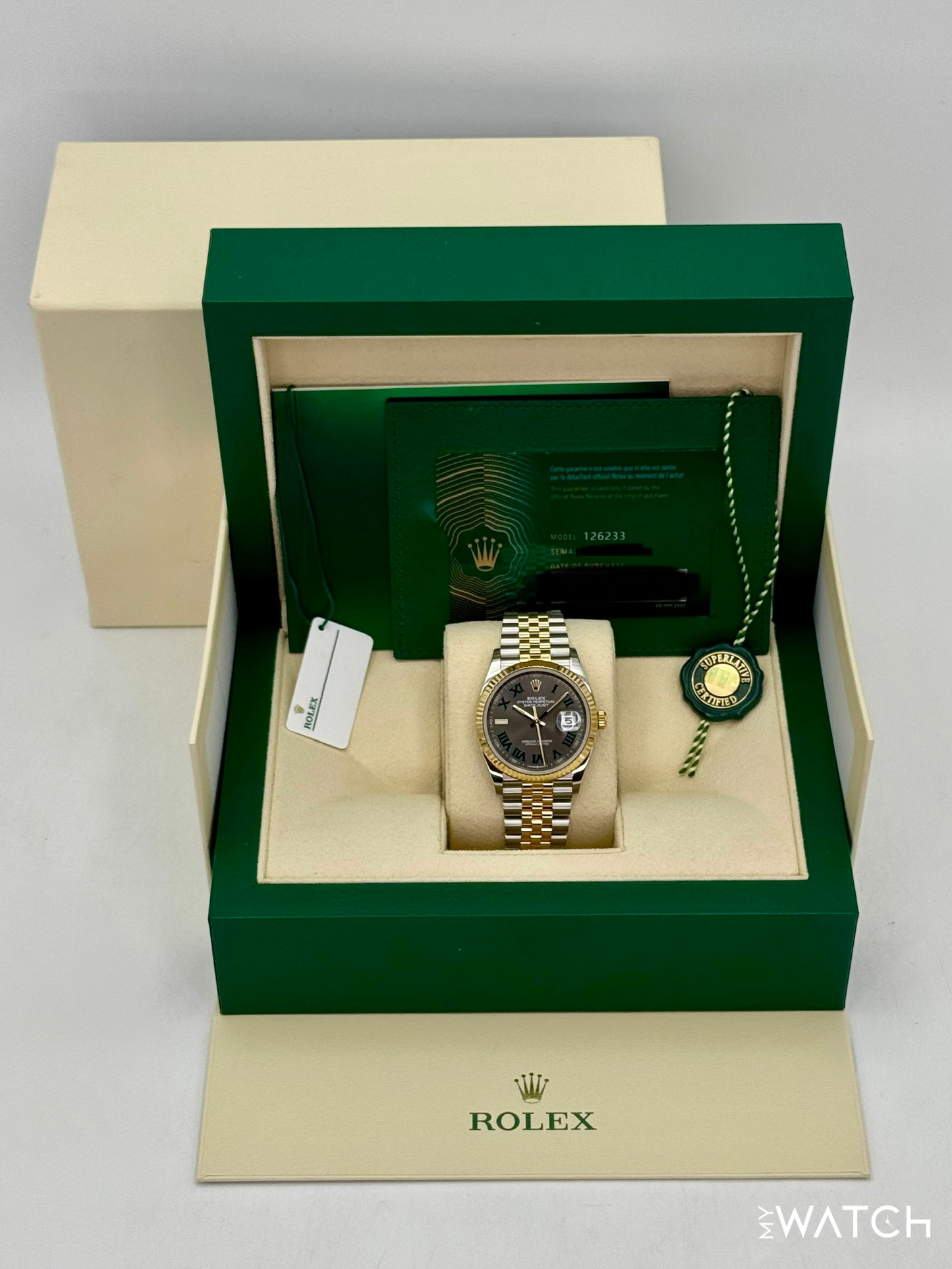 2023 Rolex Datejust 36mm 126233 Two-Tone Jubilee Wimbledon Dial