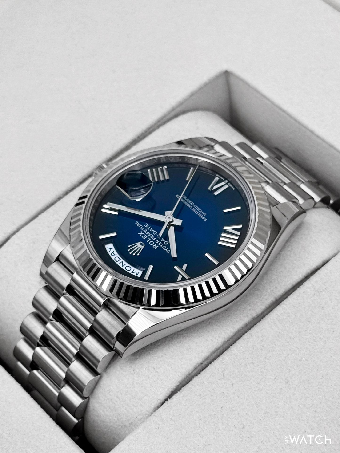 NEW 2025 Rolex Day-Date 40mm 228239 Presidential Blue Ombre Dial - MyWatchLLC