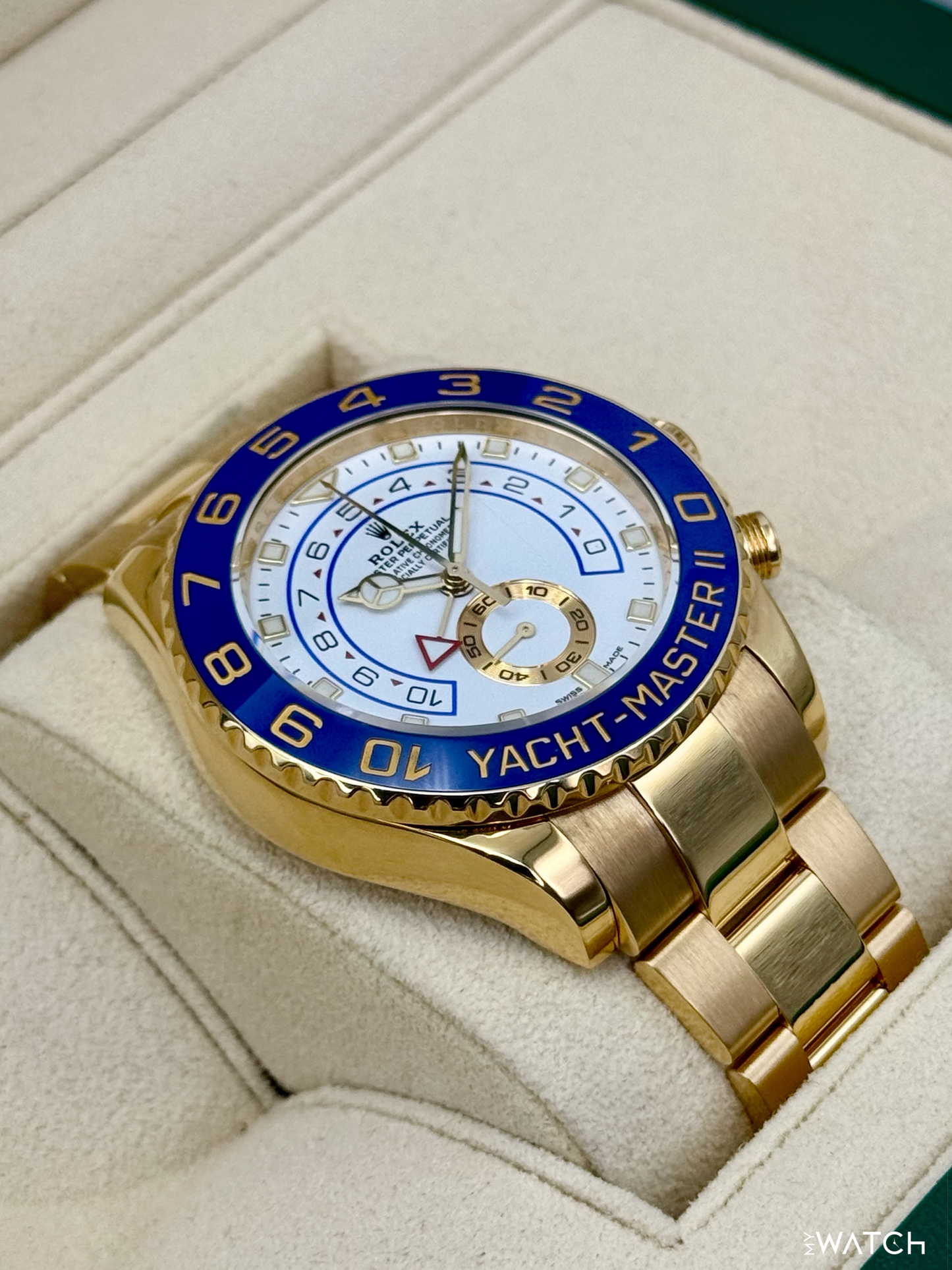 2023 Rolex Yacht-Master II 44mm 116688 18K Yellow Gold White Dial - MyWatchLLC