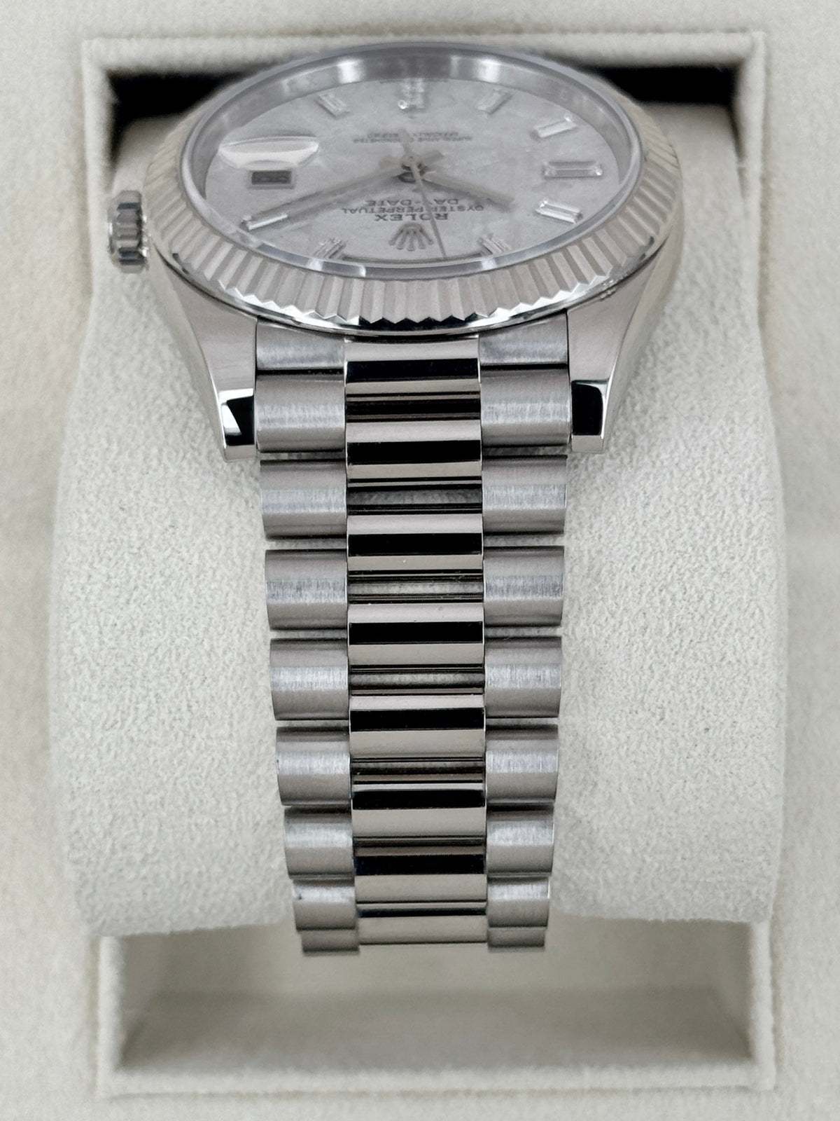 2023 Rolex Day-Date 40mm 228239 Presidential White Gold Meteorite Diamond Dial (CPO)