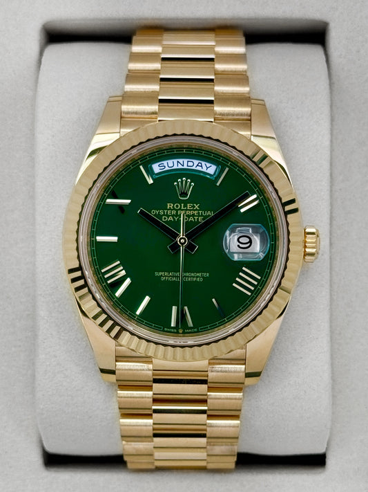 NEW 2026 Rolex Day-Date 40mm 228238 Presidential Green Dial (NEW STYLE CARD)