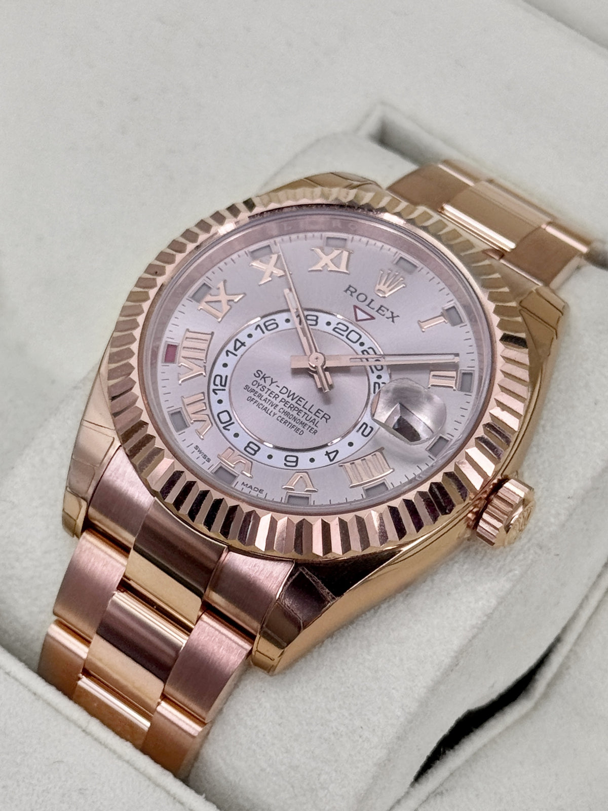 2016 Rolex Sky-Dweller 42mm 326935 Rose Gold Oyster Sundust Roman Numeral Dial (STICKERED)
