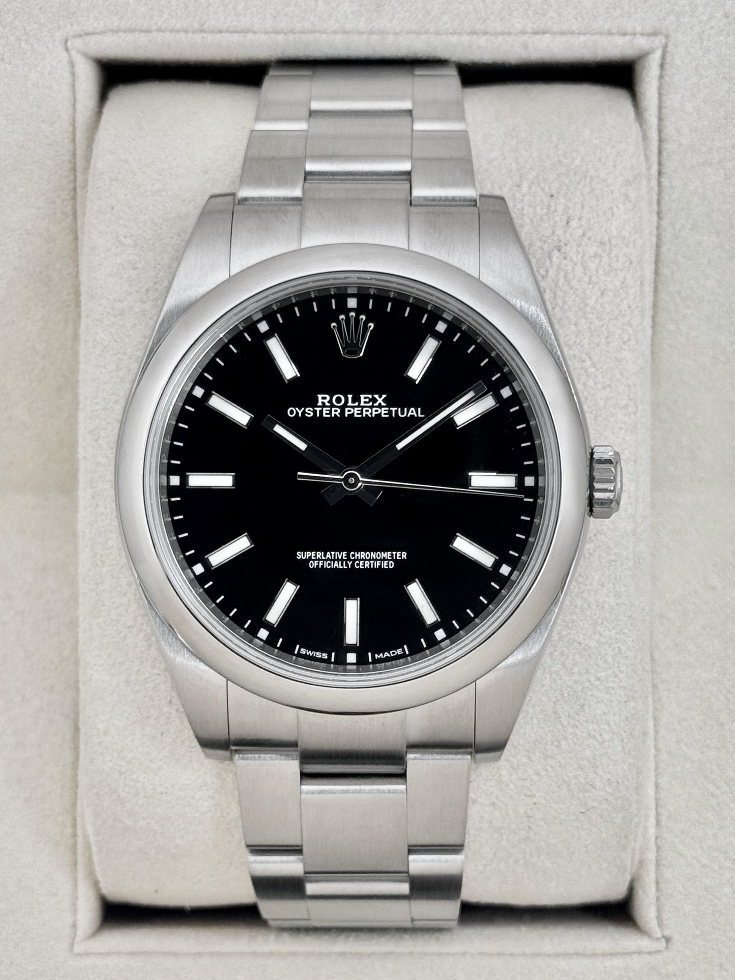 2019 Rolex Oyster Perpetual 39mm 114300 Stainless Steel Black Dial