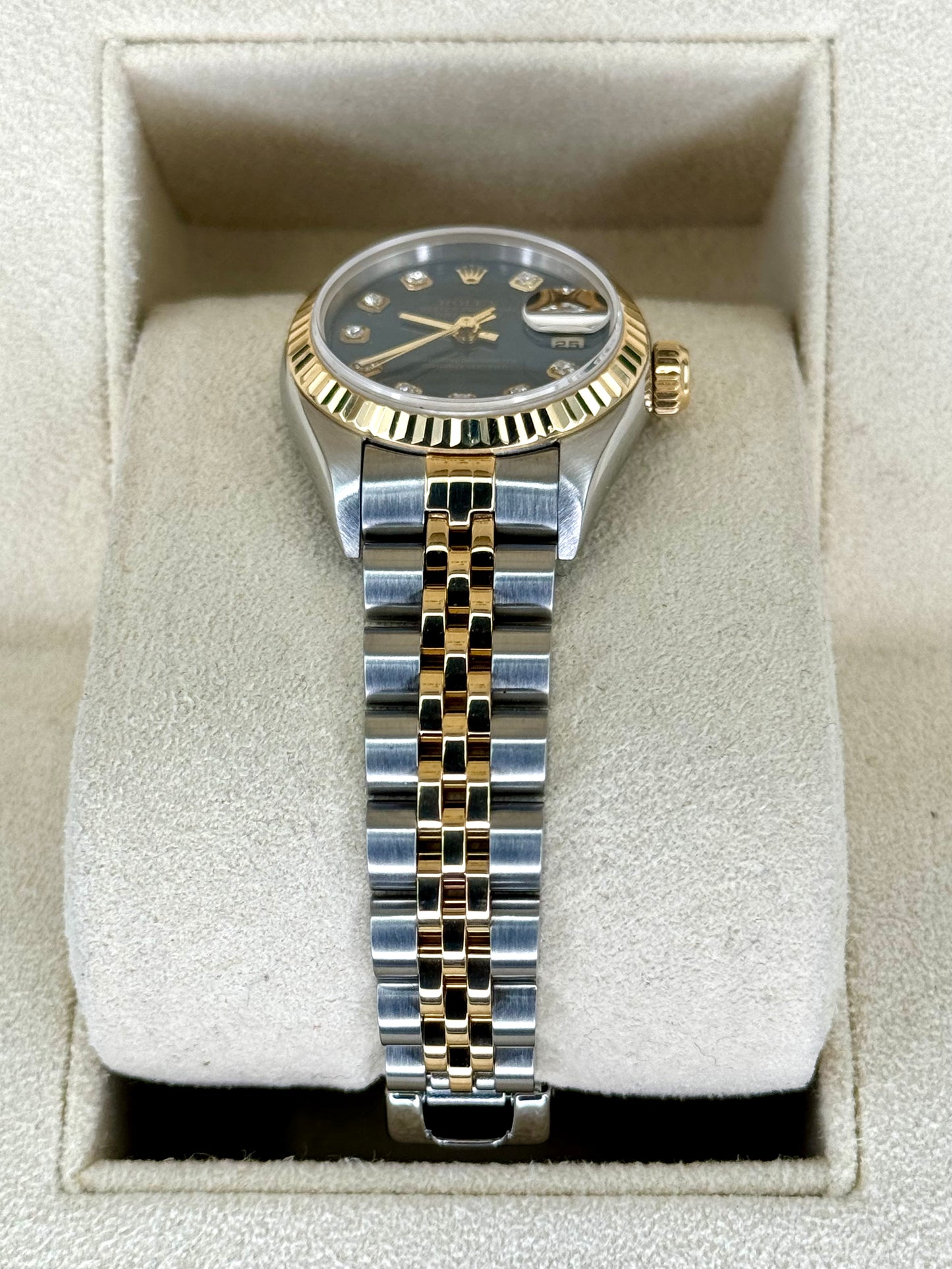 Rolex Lady-Datejust 28mm 79173 Two-Tone Blue 10 Diamond Dial - MyWatchLLC