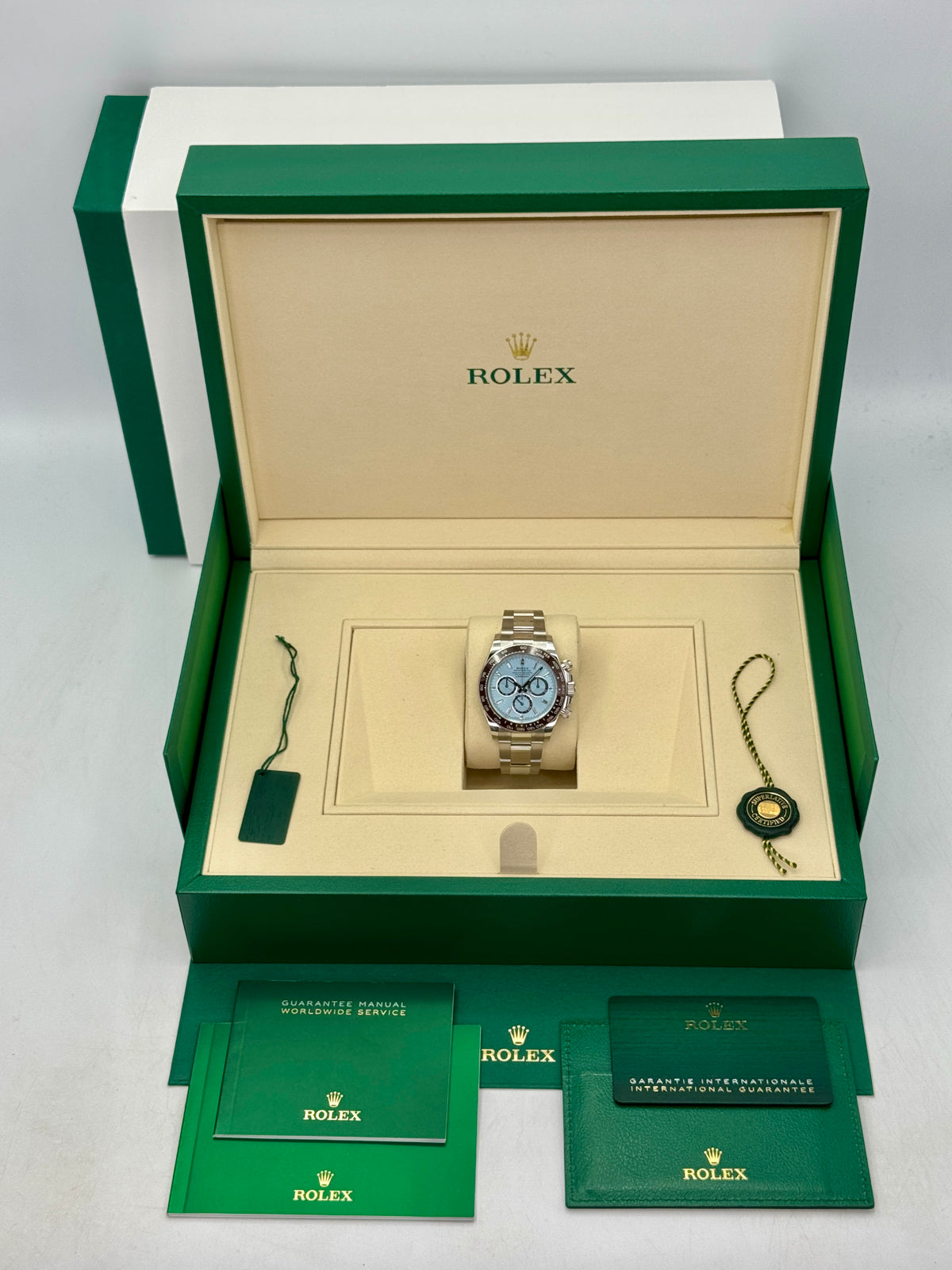 NEW 2026 Rolex Daytona 40mm 126506 Platinum Ice-Blue Diamond Baguette Dial (NEW STYLE CARD)