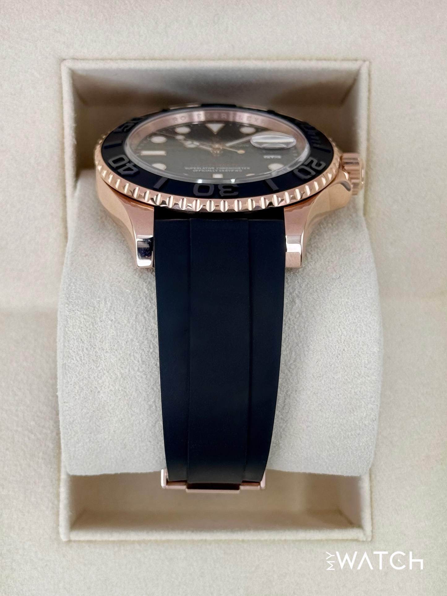 2016 Rolex Yacht-Master 40mm 116655 Rose Gold Oysterflex Black Dial