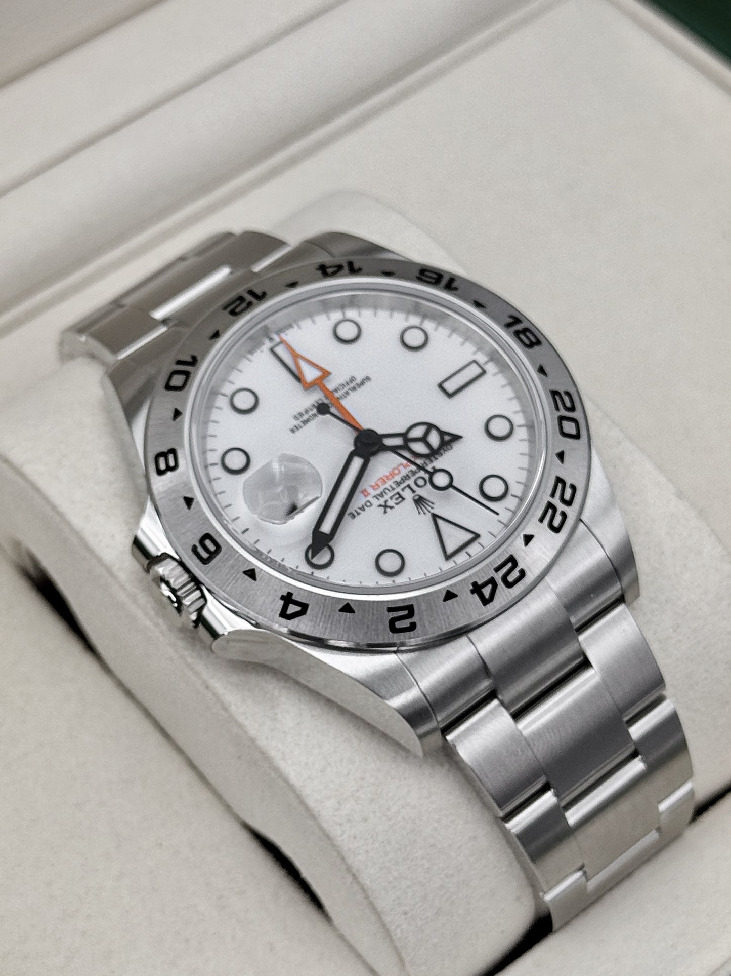 NEW 2026 Rolex Explorer II 42mm 226570 Stainless Steel Polar White Dial (NEW STYLE CARD)