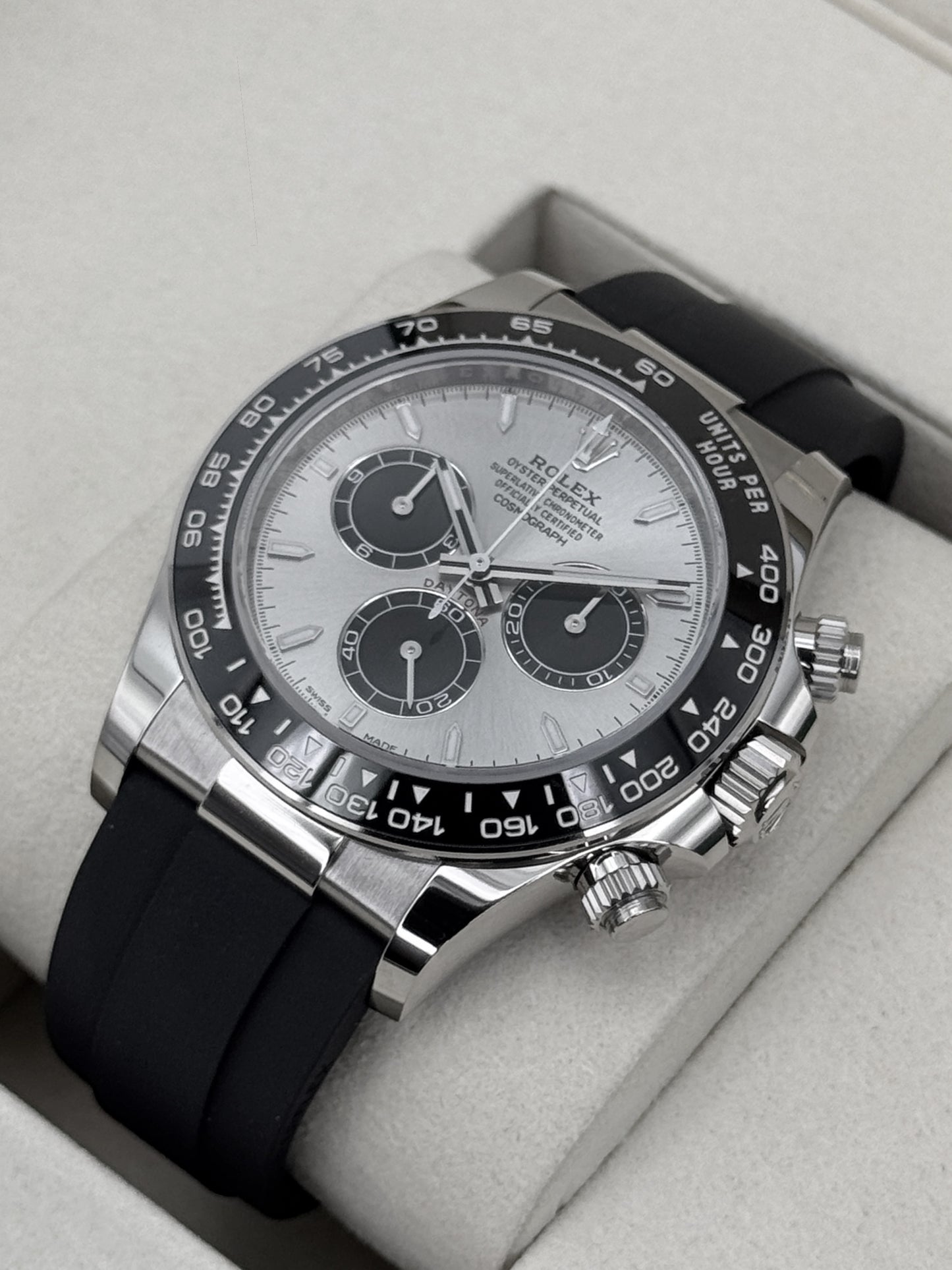 NEW 2026 Rolex Daytona 40mm 126519LN White Gold Oysterflex Silver Ghost Dial (NEW CARD STYLE)