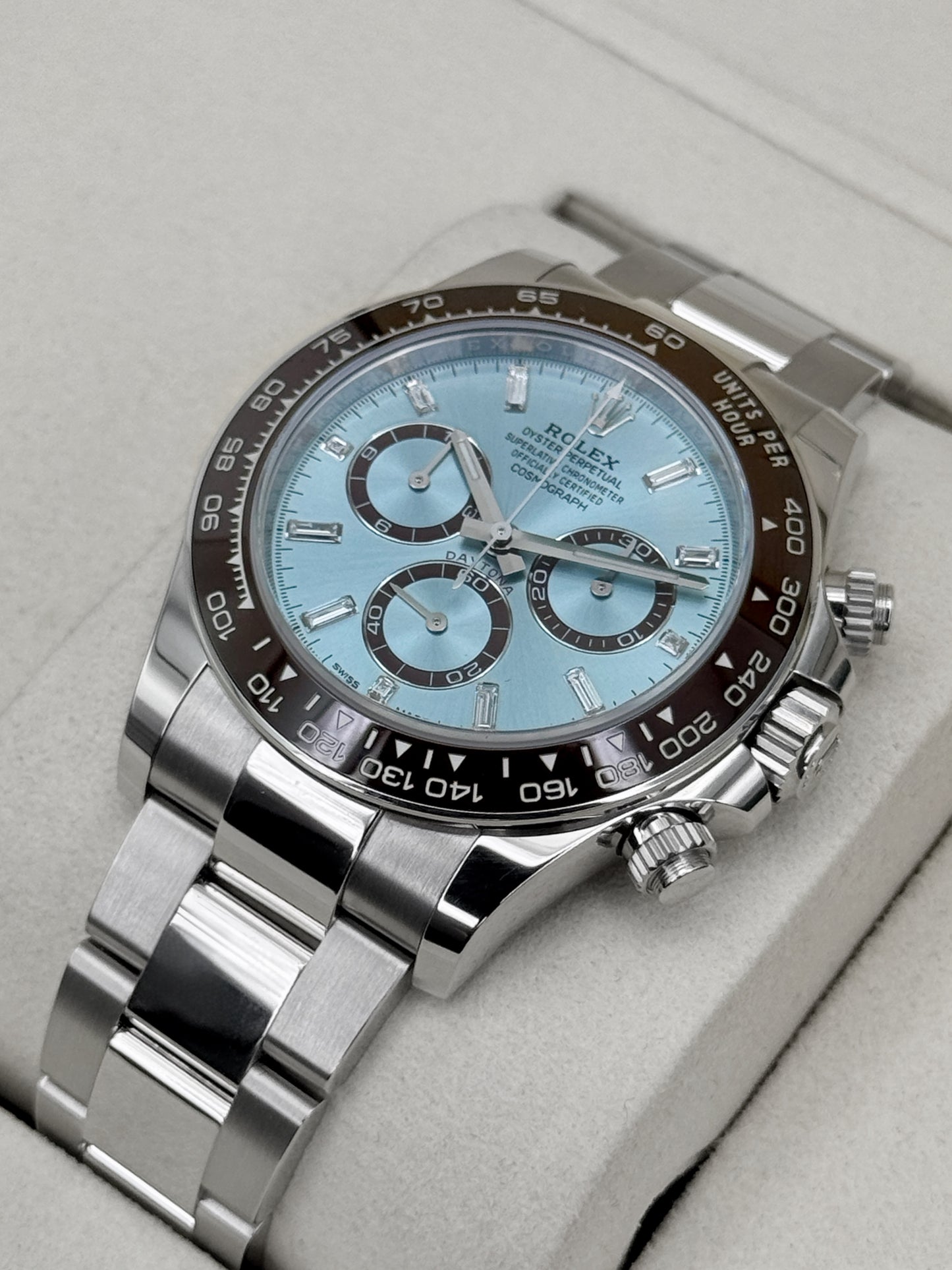 NEW 2025 Rolex Daytona 40mm 126506 Platinum Ice-Blue Diamond Baguette Dial