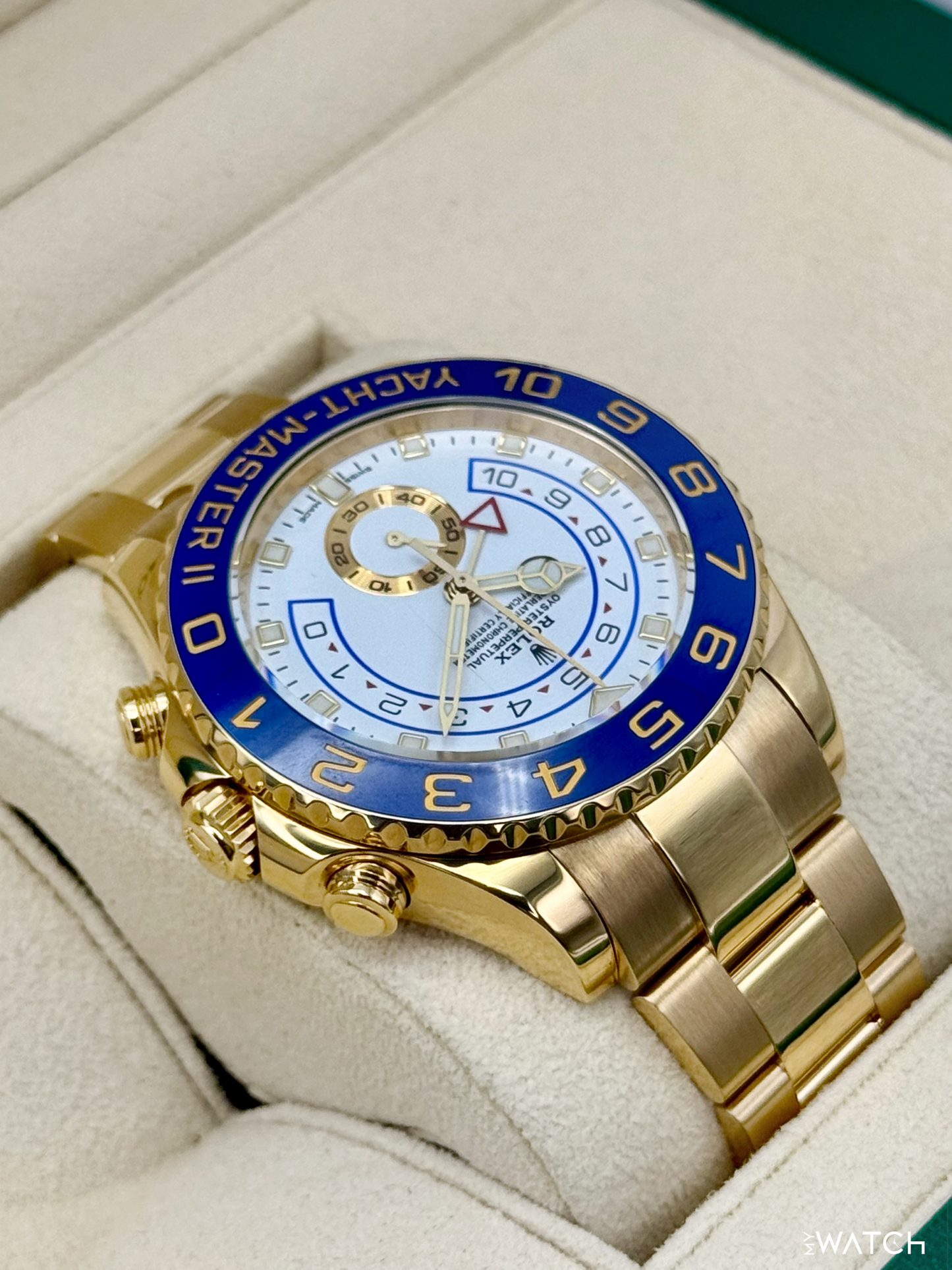 2023 Rolex Yacht-Master II 44mm 116688 18K Yellow Gold White Dial - MyWatchLLC