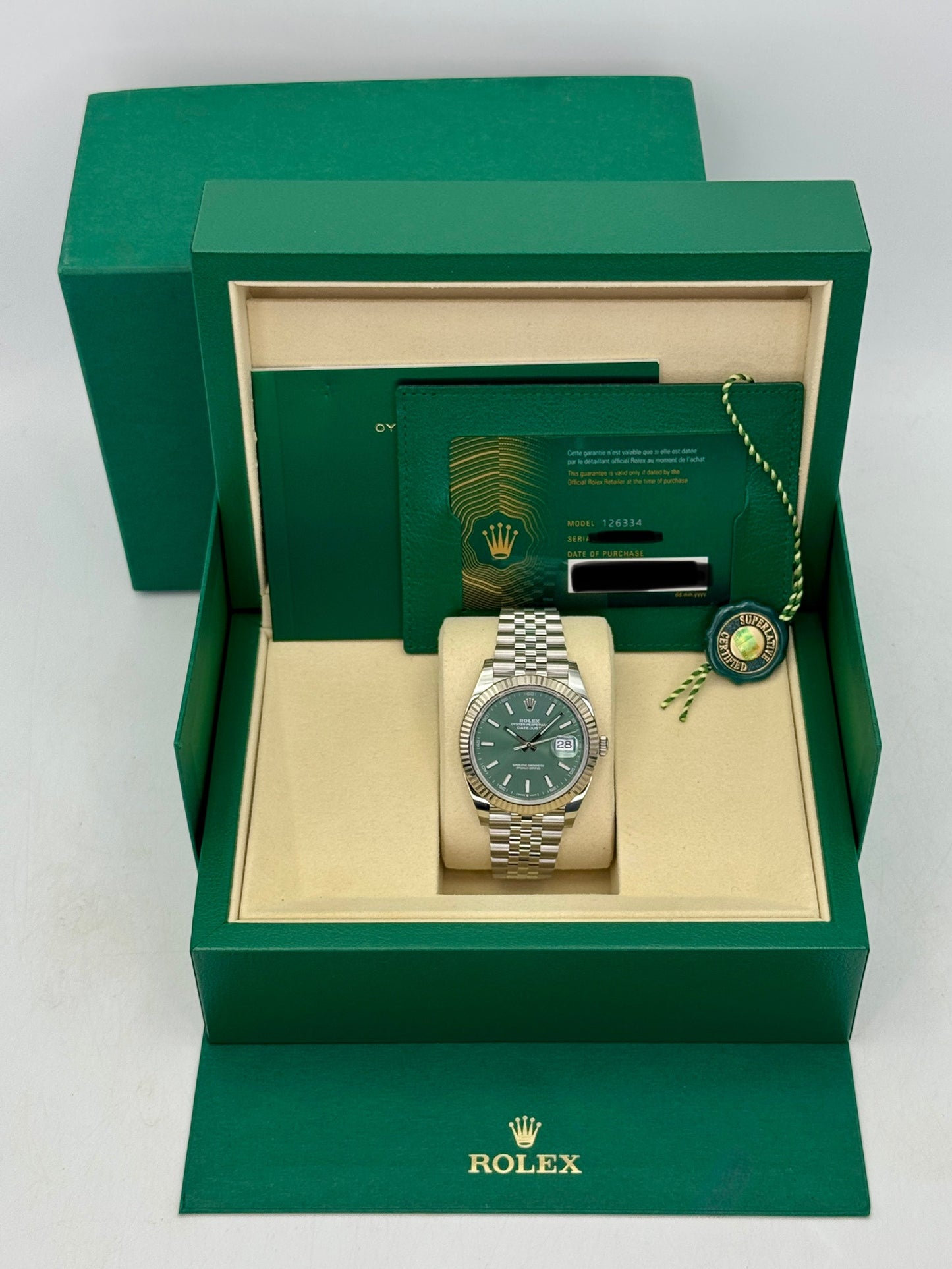NEW 2026 Rolex Datejust 41mm 126334 Jubilee Mint Green Dial Stickered - MyWatchLLC