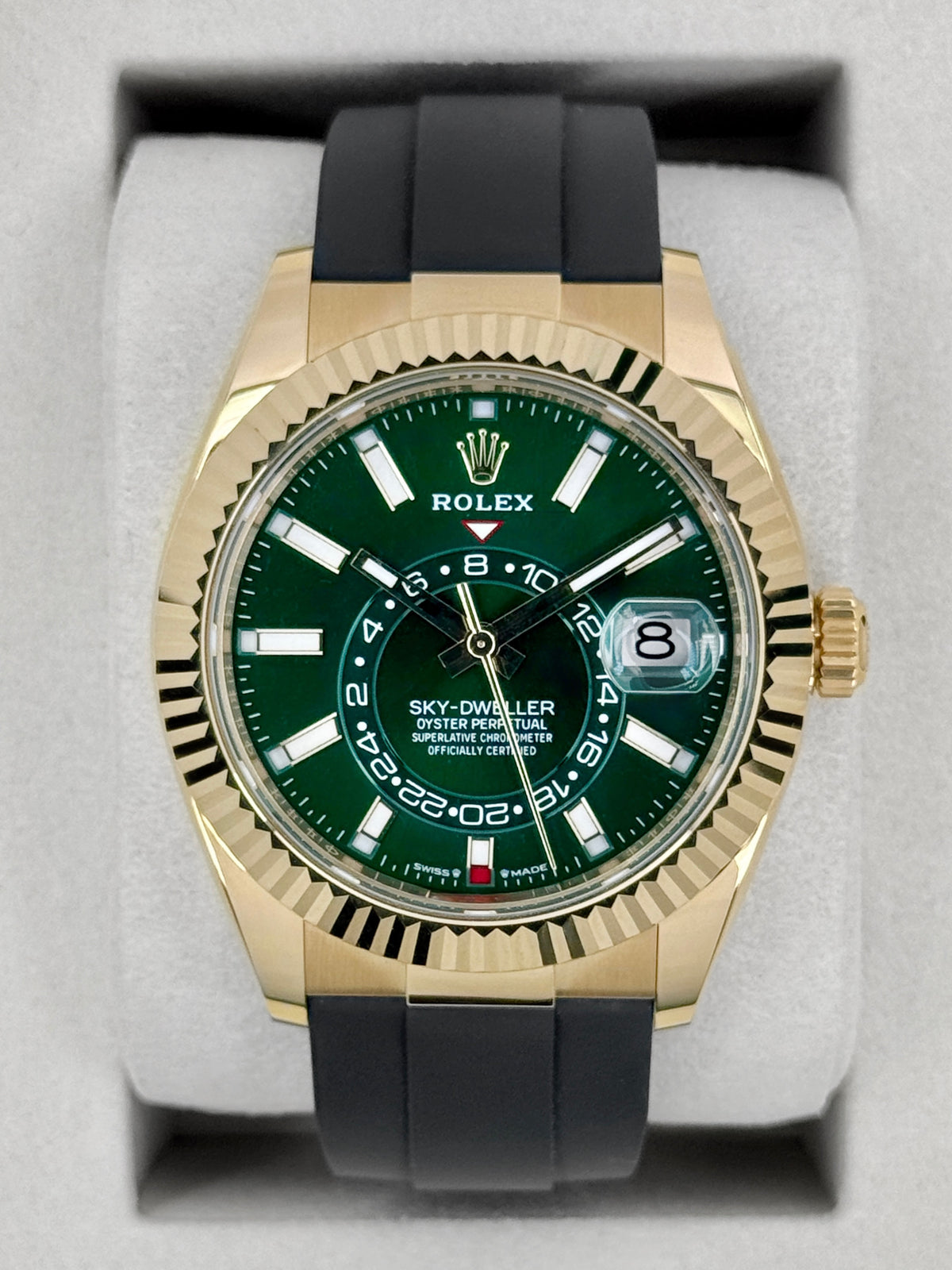 NEW 2026 Rolex Sky-Dweller 42mm 336238 Yellow Gold Oysterflex Green Dial - MyWatchLLC