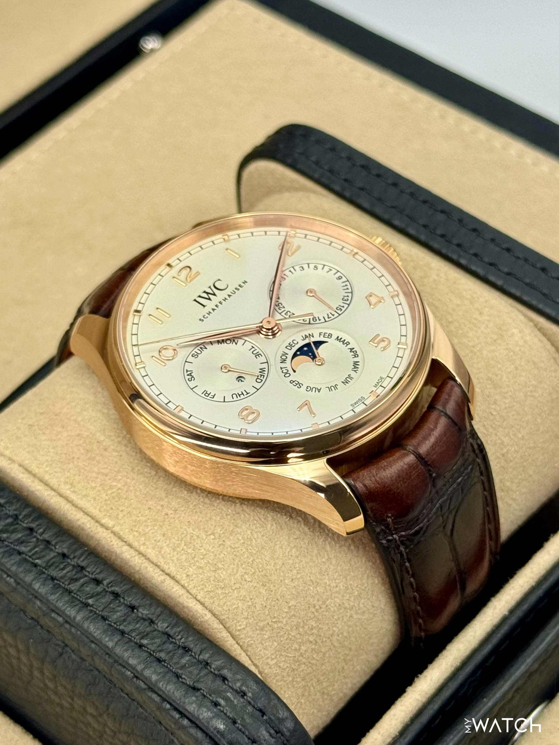 2025 IWC Portugieser Perpetual Calendar 42.4mm IW344202 Rose Gold Silver Dial - MyWatchLLC
