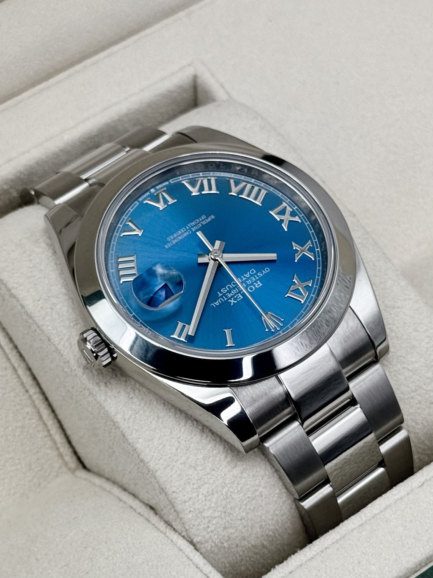 2023 Rolex Datejust 41mm 126300 Stainless Steel Oyster Blue Roman Numeral Dial