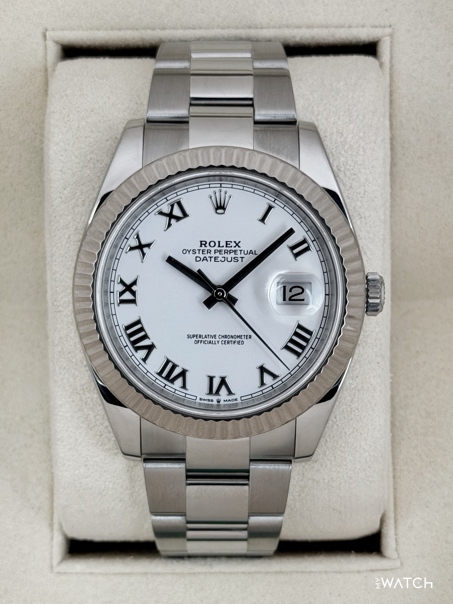 2019 Rolex Datejust 41mm 126334 Stainless Steel Oyster White Roman Numeral Dial - MyWatchLLC