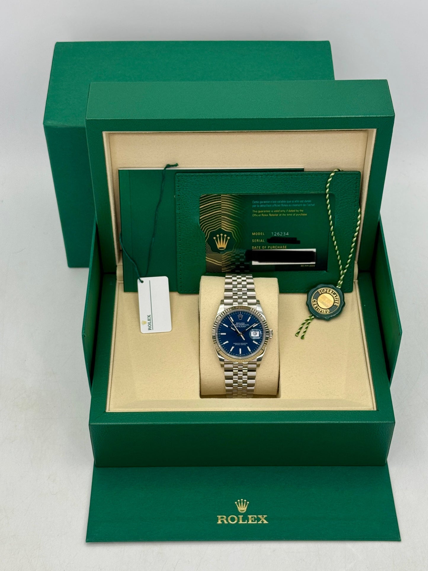 2026 Rolex Datejust 36mm 126234 Stainless Steel Jubilee Blue Dial