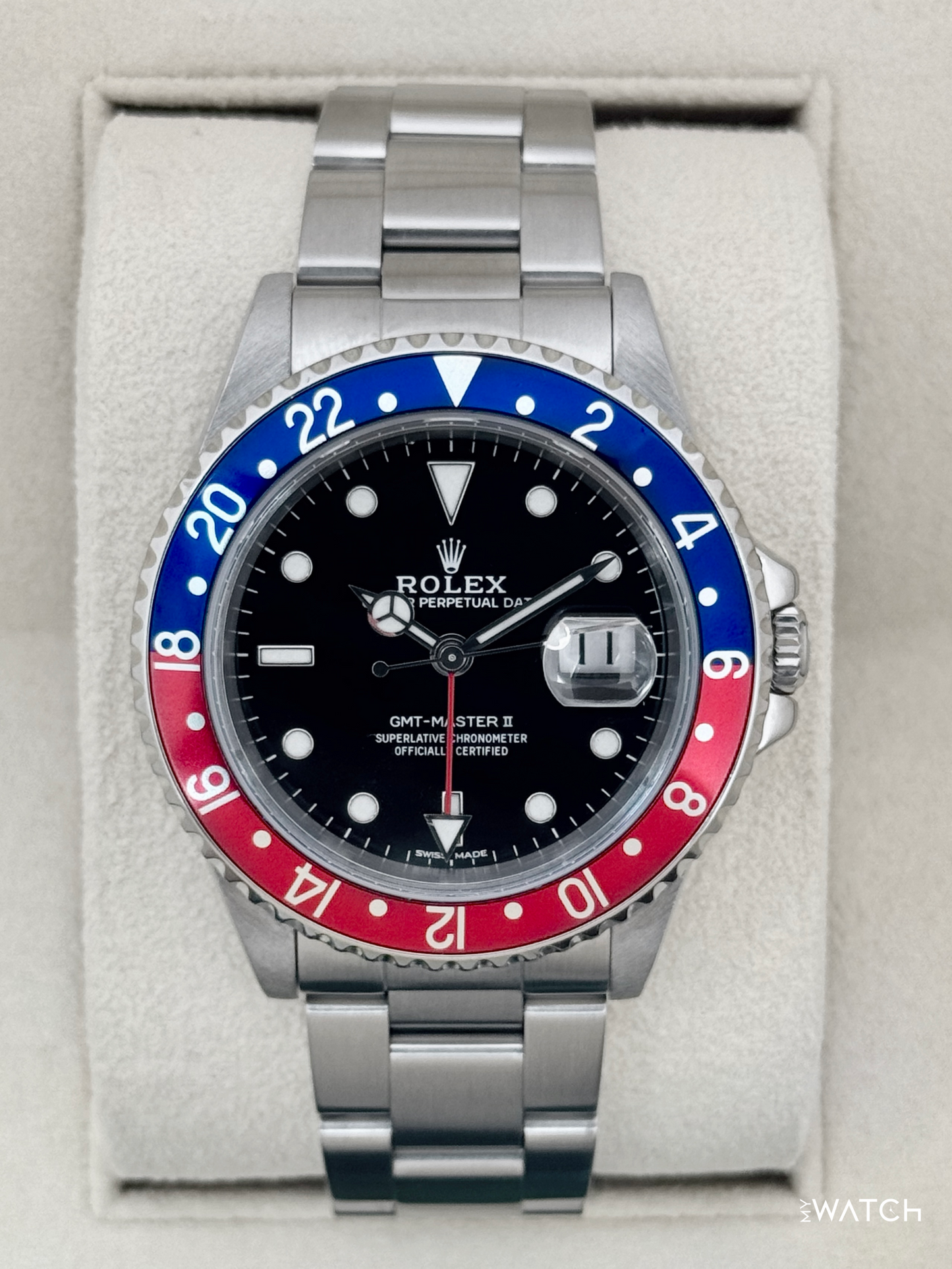 1997 Rolex GMT-Master II "Pepsi" 40mm 16710 Stainless Steel Oyster Black Dial - MyWatchLLC