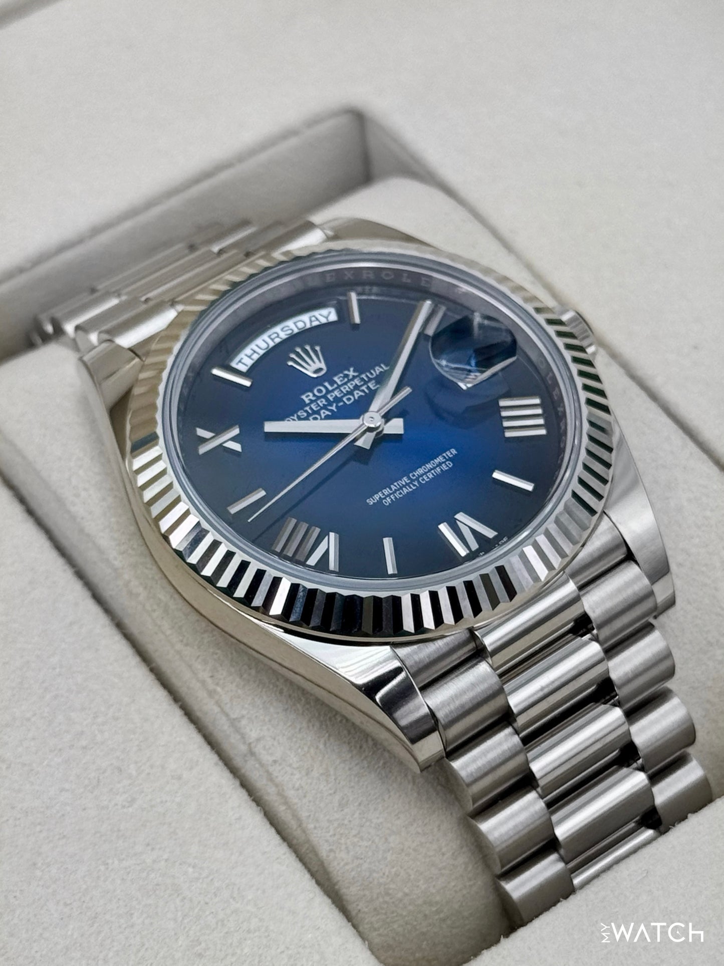 2025 Rolex Day-Date 40mm 228239 Presidential Blue Ombre Dial