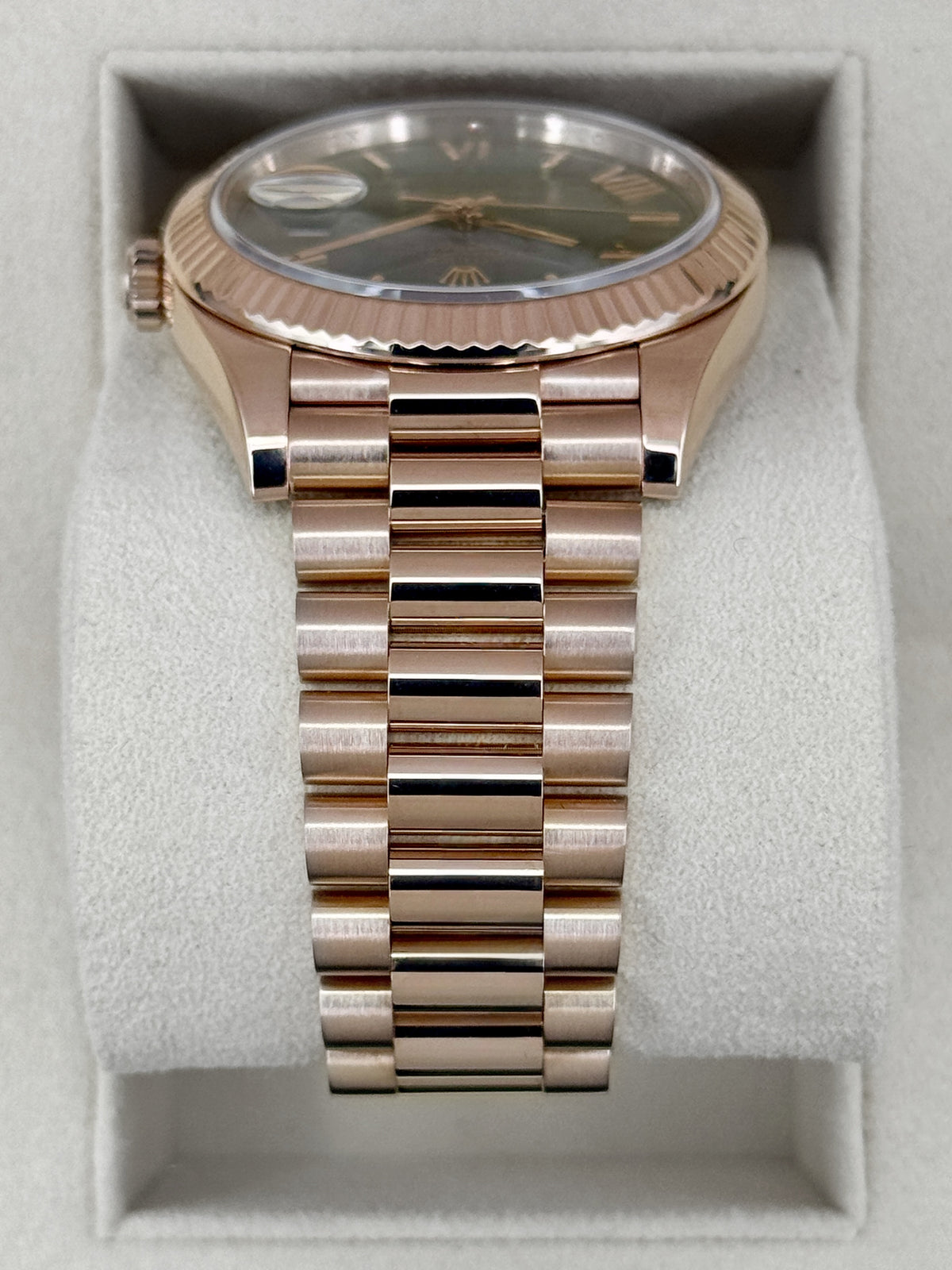 2021 Rolex Day-Date 40mm 228235 Presidential Rose Gold Olive Green Dial