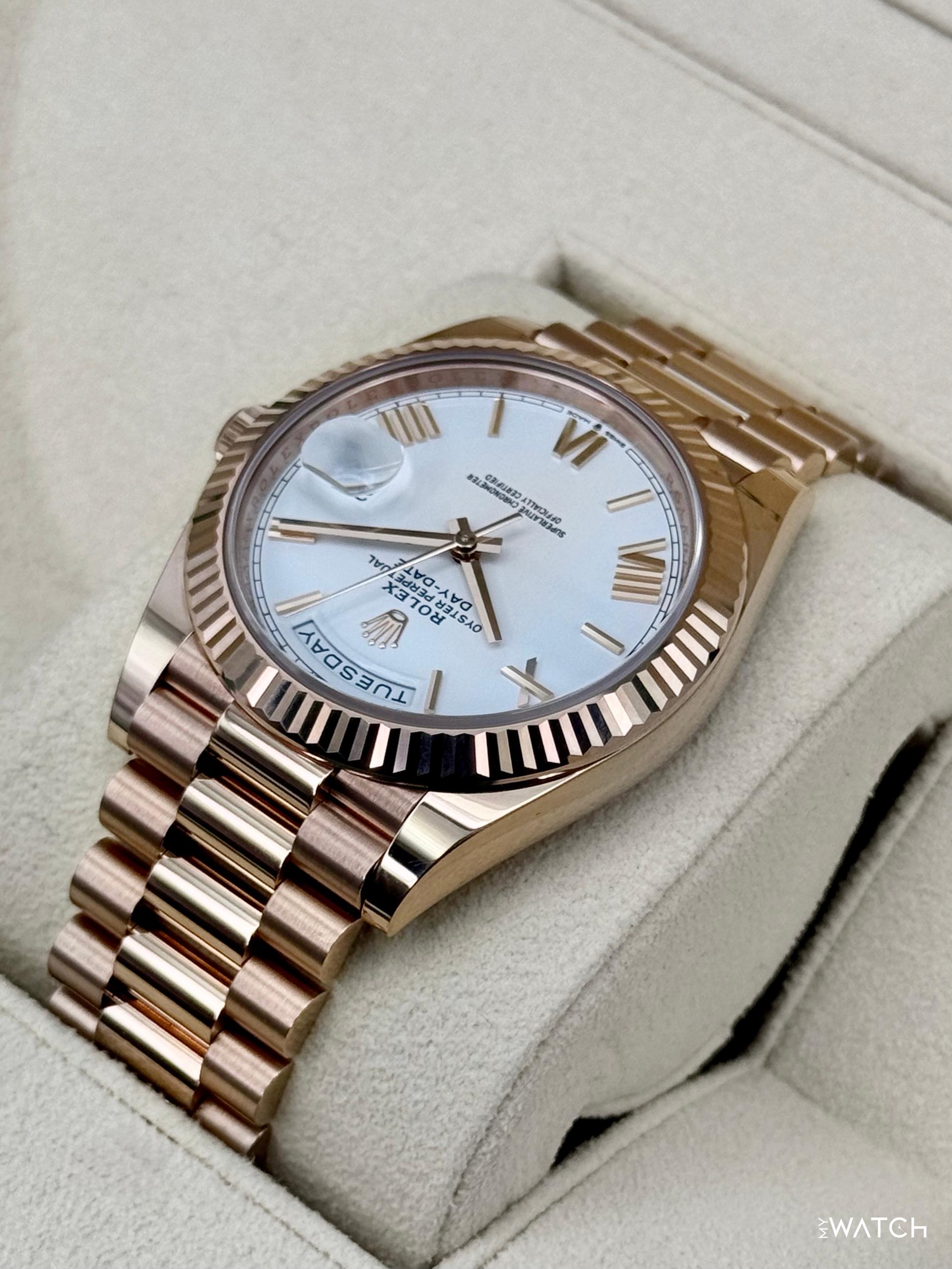 2024 Rolex Day-Date 228235 Presidential Rose Gold White Dial - MyWatchLLC