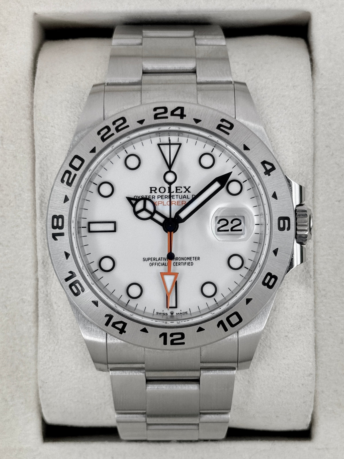 2025 Rolex Explorer II 42mm 226570 Stainless Steel Polar White Dial