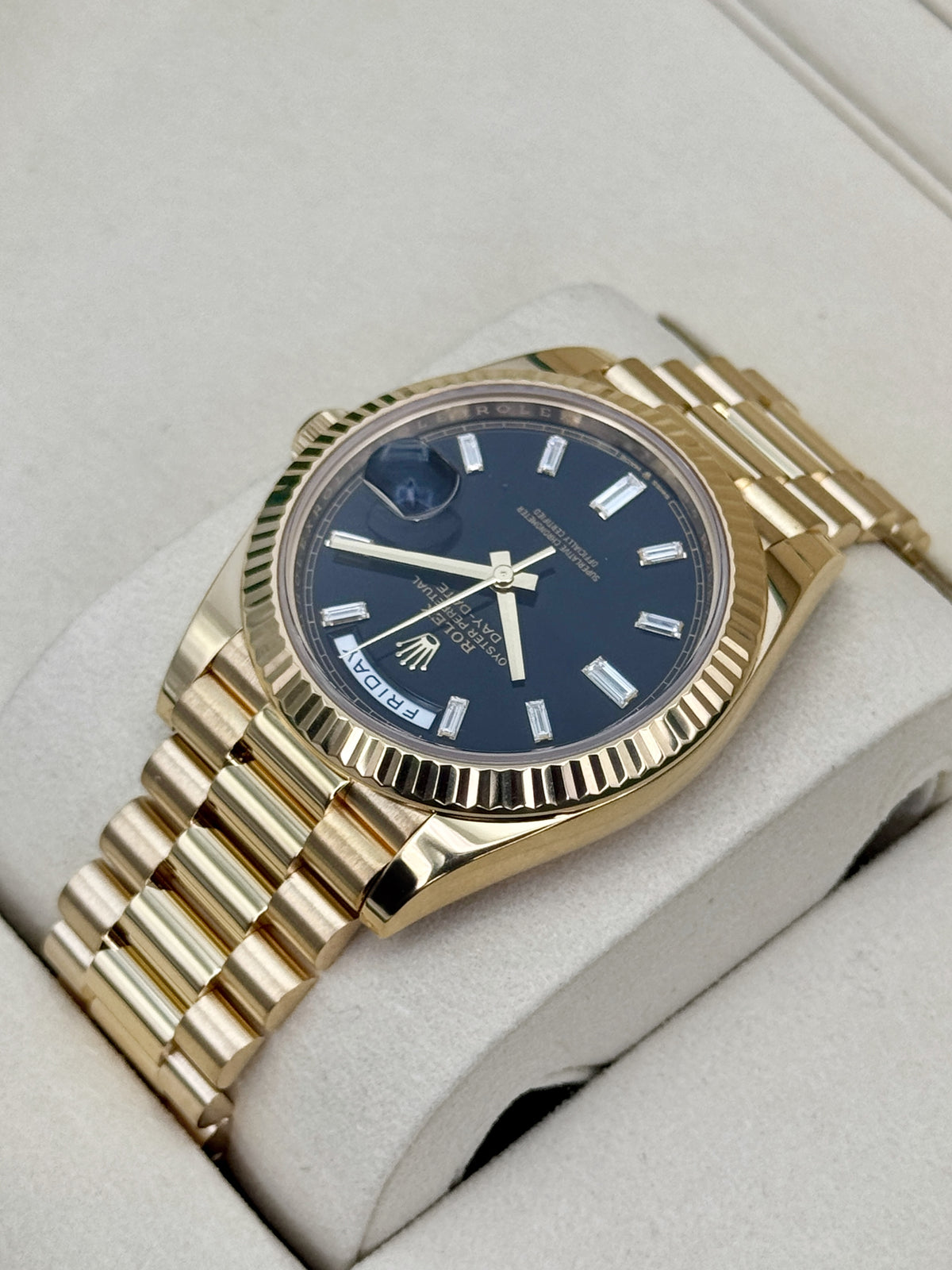 Rolex Day-Date 40mm 228238 Yellow Gold Black Diamond Dial