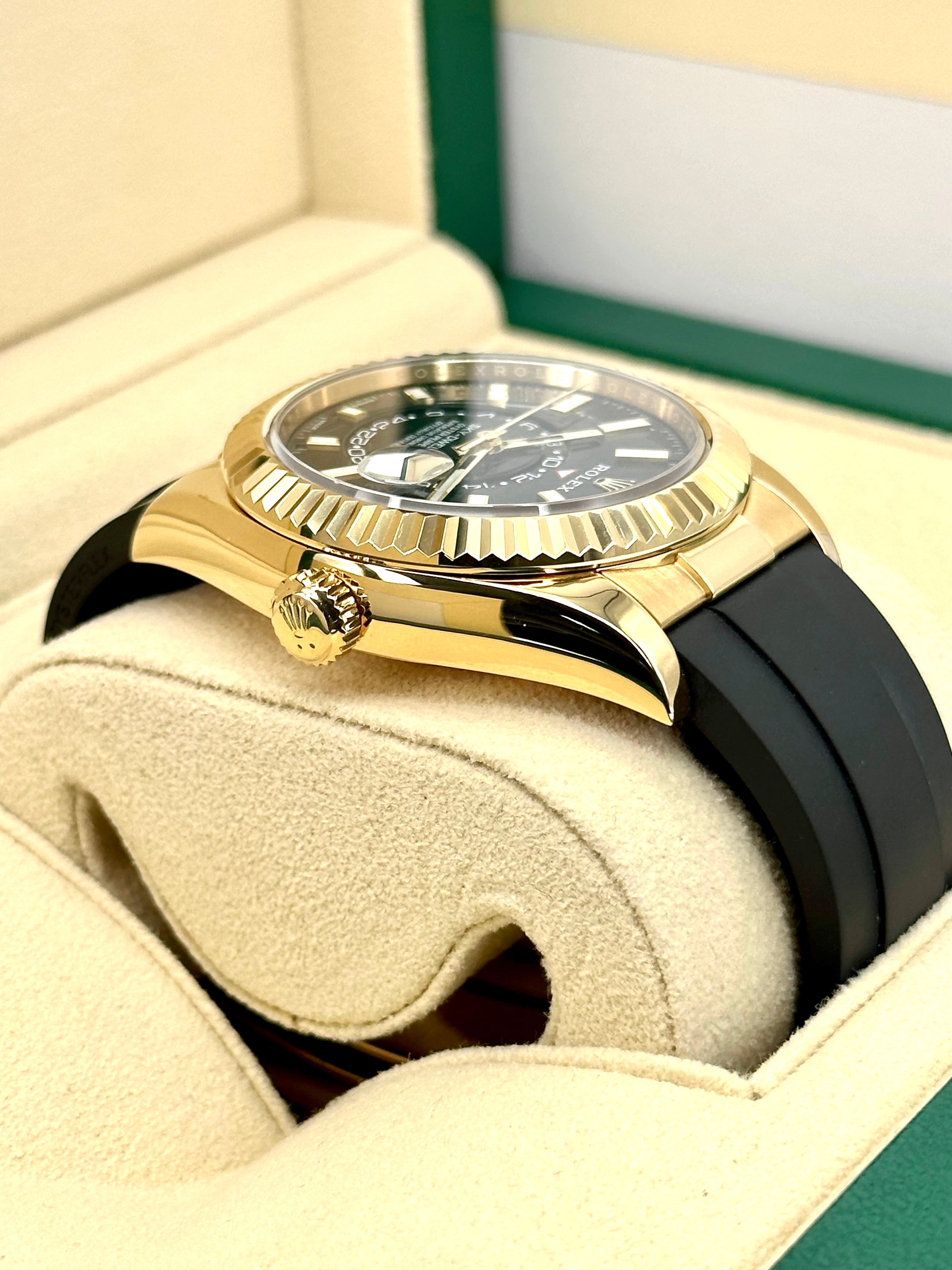 Rolex sky dweller outlet black leather