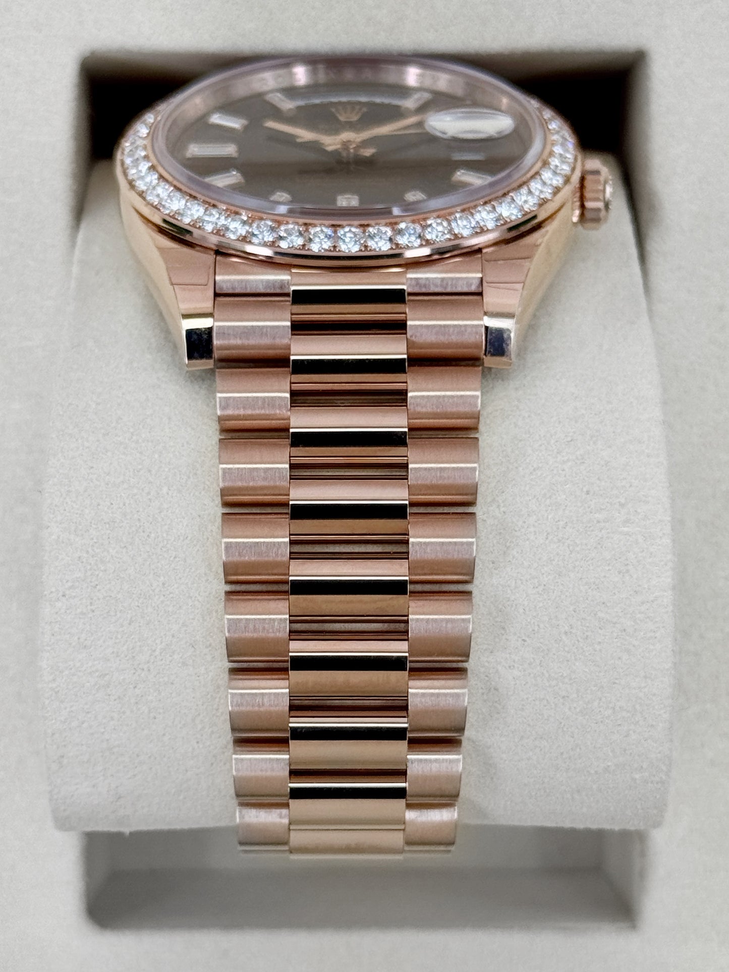 NEW 2026 Rolex Day-Date 40mm 228345RBR Rose Gold Chocolate Diamond Dial (NEW STYLE CARD and STICKERED)