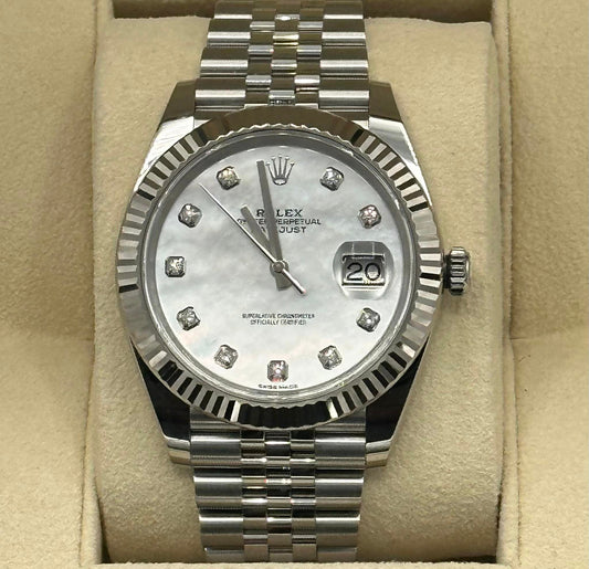 2018 Rolex Datejust 41mm Stainless Steel White MOP Diamond Dial - MyWatchLLC