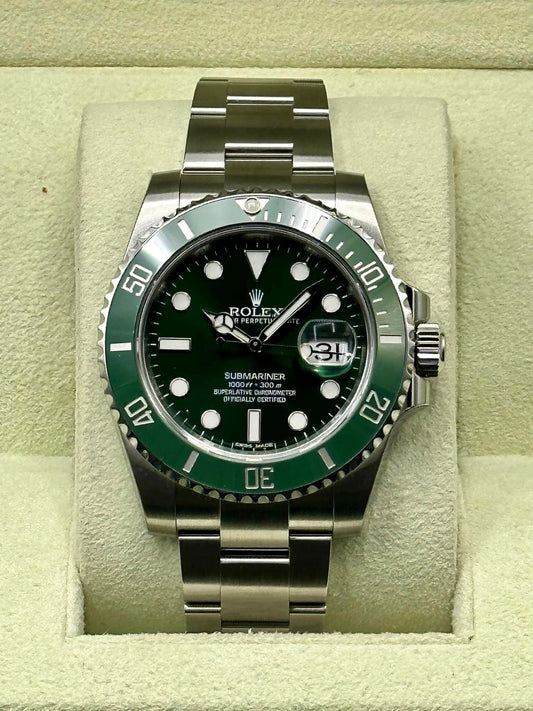 New Old Stock 2014 Rolex Submariner "Hulk" 116610LV Green Dial - MyWatchLLC