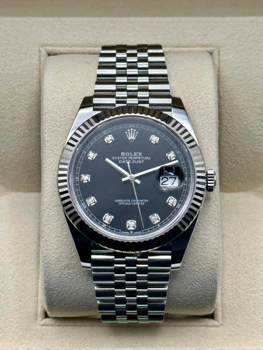 2019 Rolex Datejust 41mm 126334 Stainless Steel Black Diamond Dial Jubilee - MyWatchLLC