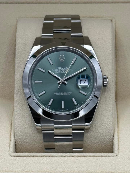 2023 Rolex Datejust 41mm 126300 Stainless Steel Green Dial Oyster - MyWatchLLC