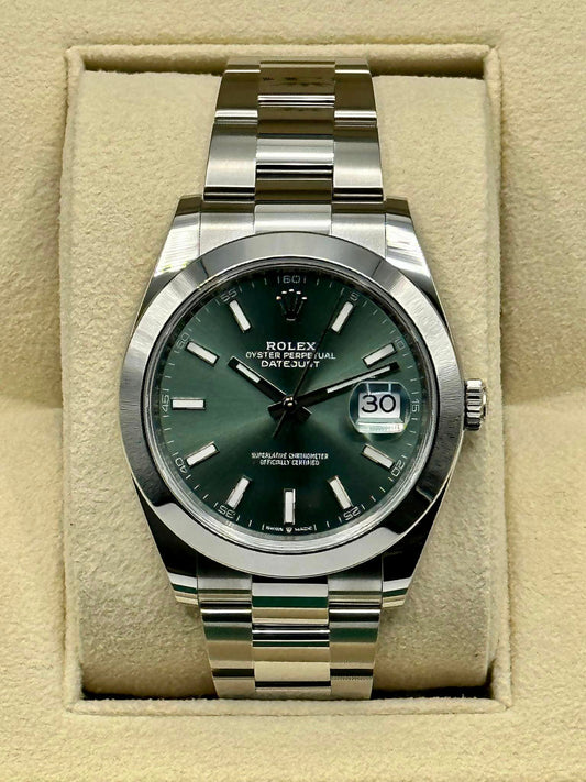 New 2023 Rolex Datejust 41mm 126300 Mint Green Dial Oyster - MyWatchLLC