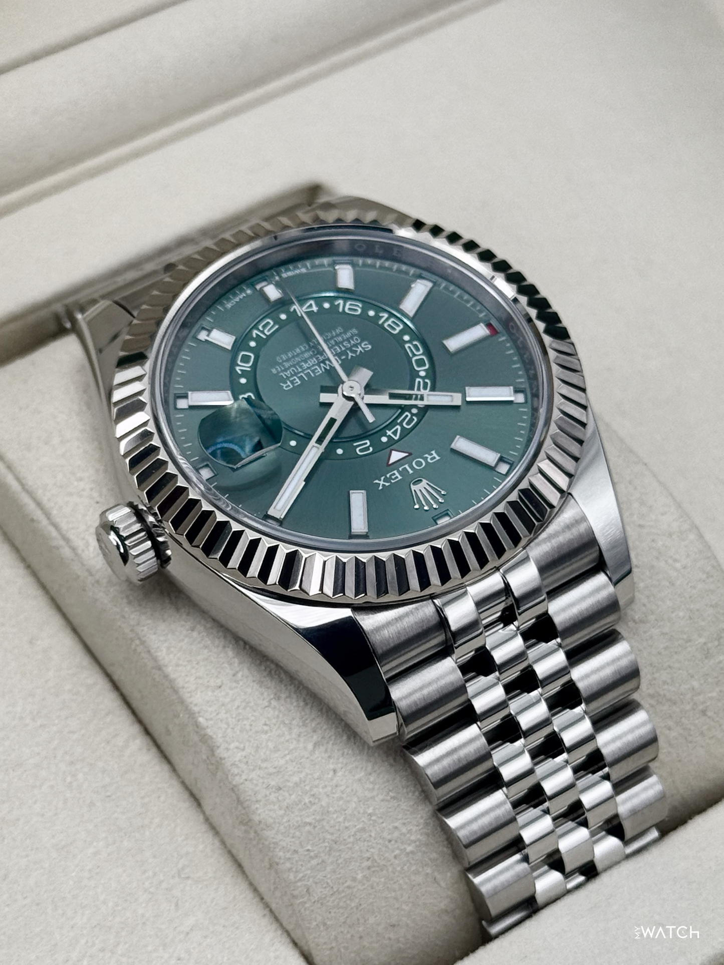 2026 Rolex Sky-Dweller 42mm 336934 Stainless Steel Jubilee Green Dial - MyWatchLLC