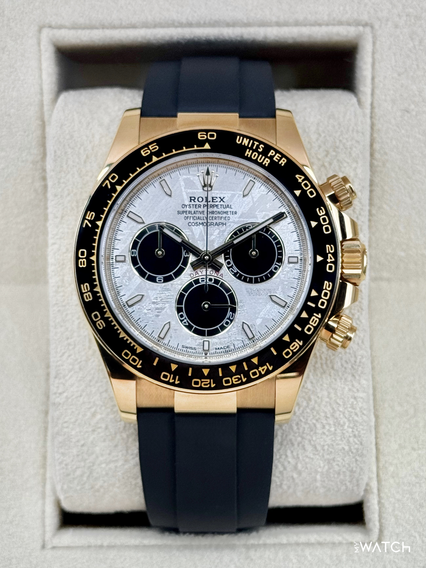 2025 Rolex Daytona 40mm 126518LN Yellow Gold Oysterflex Meteorite Dial - MyWatchLLC