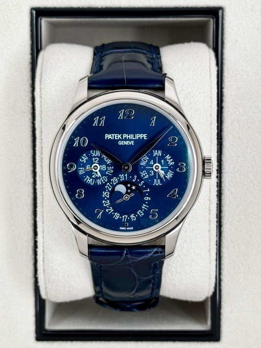 2021 Patek Philippe Perpetual Calendar 39mm 5327G White Gold Blue Dial