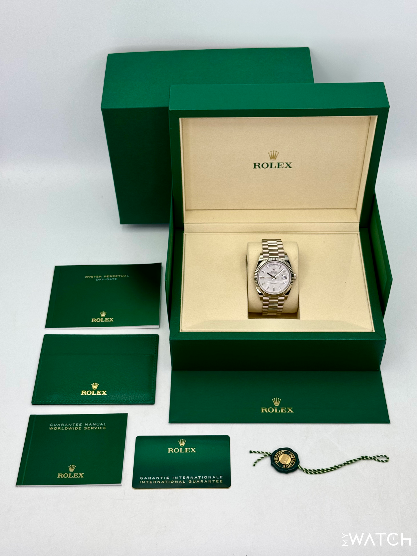NEW 2026 Rolex Day-Date 40mm 228239 Presidential White Gold Meteorite Diamond Dial - MyWatchLLC