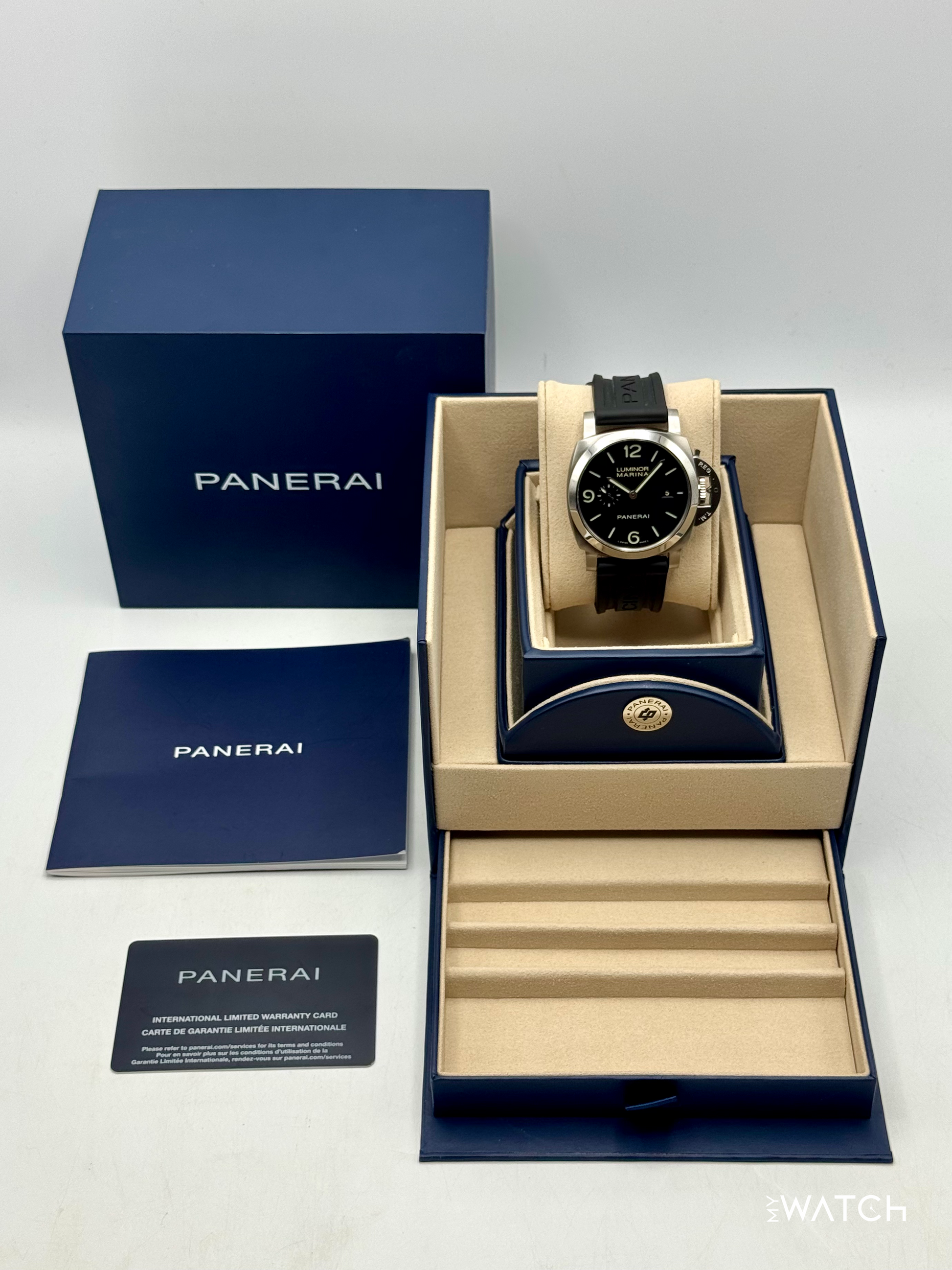 2025 Panerai Luminor Marina 44mm PAM03312 Stainless Steel Black Dial - MyWatchLLC