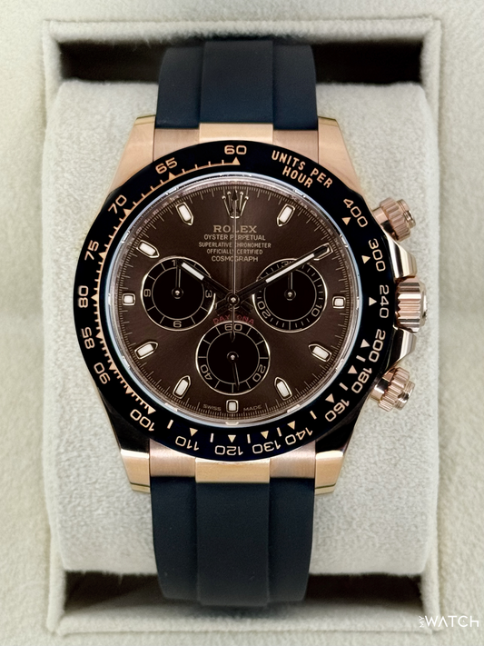 2023 Rolex Daytona 40mm 116515LN Rose Gold Oysterflex Chocolate Dial - MyWatchLLC