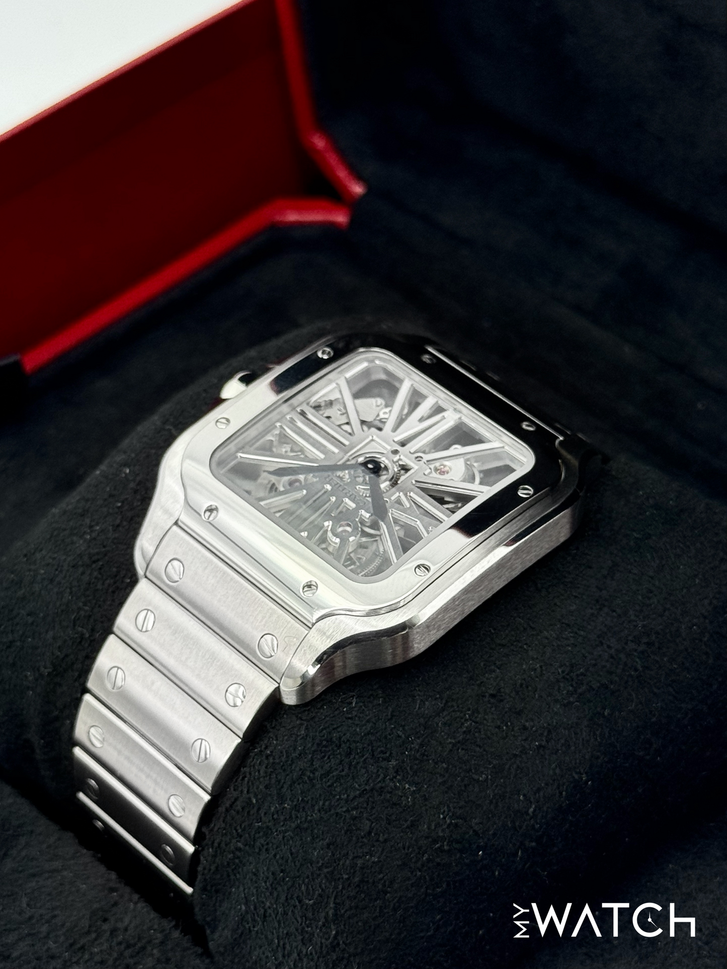 2021 Cartier Santos De Cartier 39.8mm WHSA0015 Stainless Steel Skeleton Dial