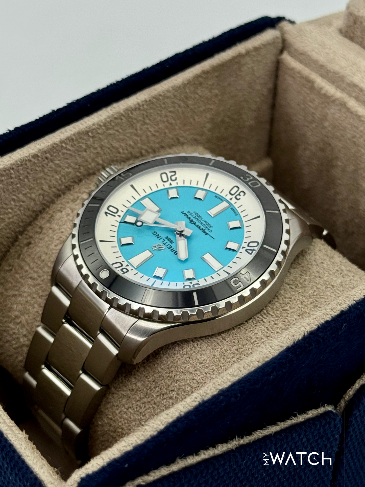 2025 Breitling Superocean Automatic 44mm A17376 Stainless Steel Turquoise Dial