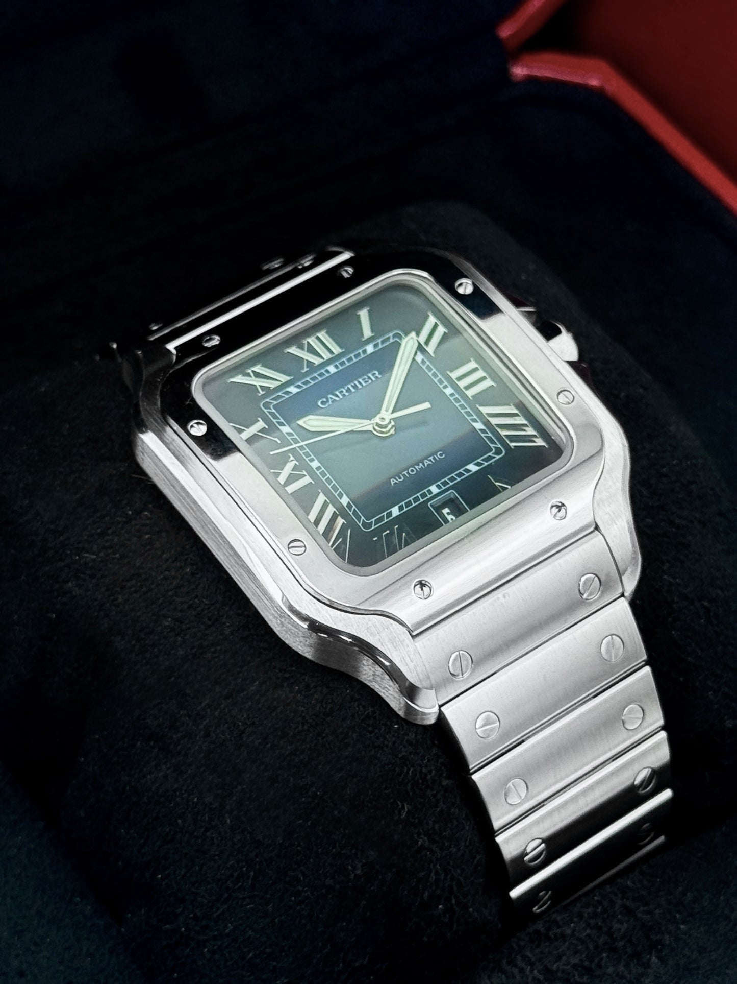 2022 Cartier Santos De Cartier 39.8mm WSSA0030 Stainless Steel Blue Dial