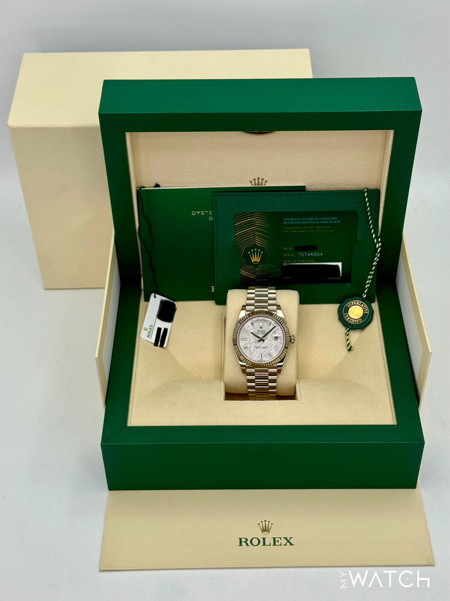 2025 Rolex Day-Date 40mm 228239 Presidential White Gold Meteorite Dial