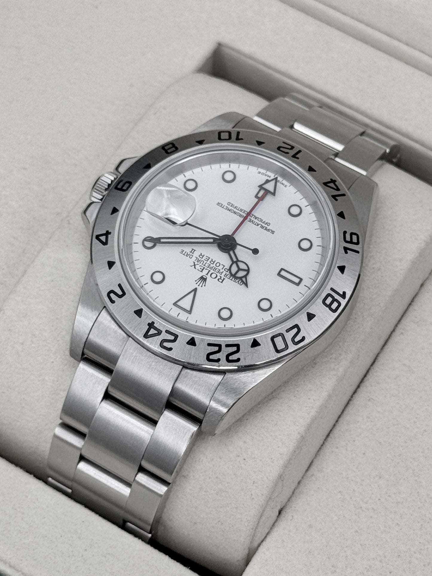 2005 Rolex Explorer II 40mm 16570 Stainless Steel Polar White Dial